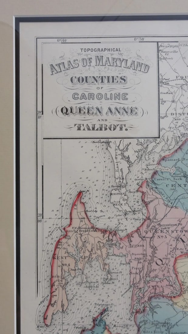 Maryland: Talbot, Queen Anne & Caroline, Framed Antique Map, Circa 1873 - 6