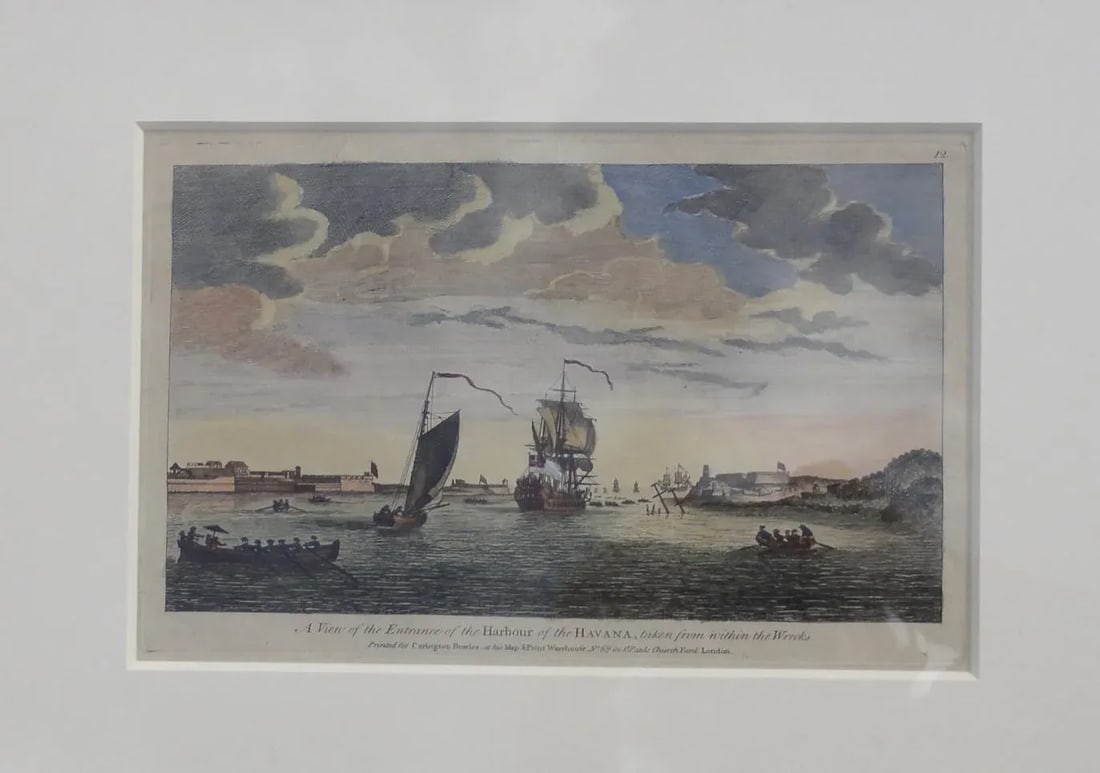 Havana Harbor Original Print by Peter Canot, Framed - 2