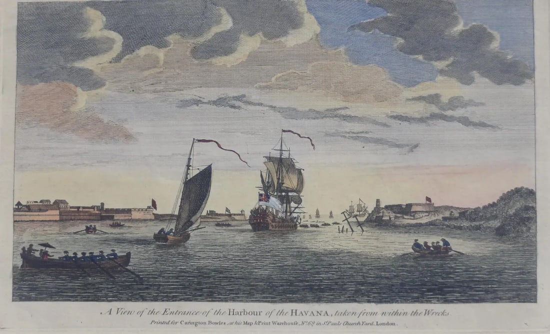 Havana Harbor Original Print by Peter Canot, Framed - 3