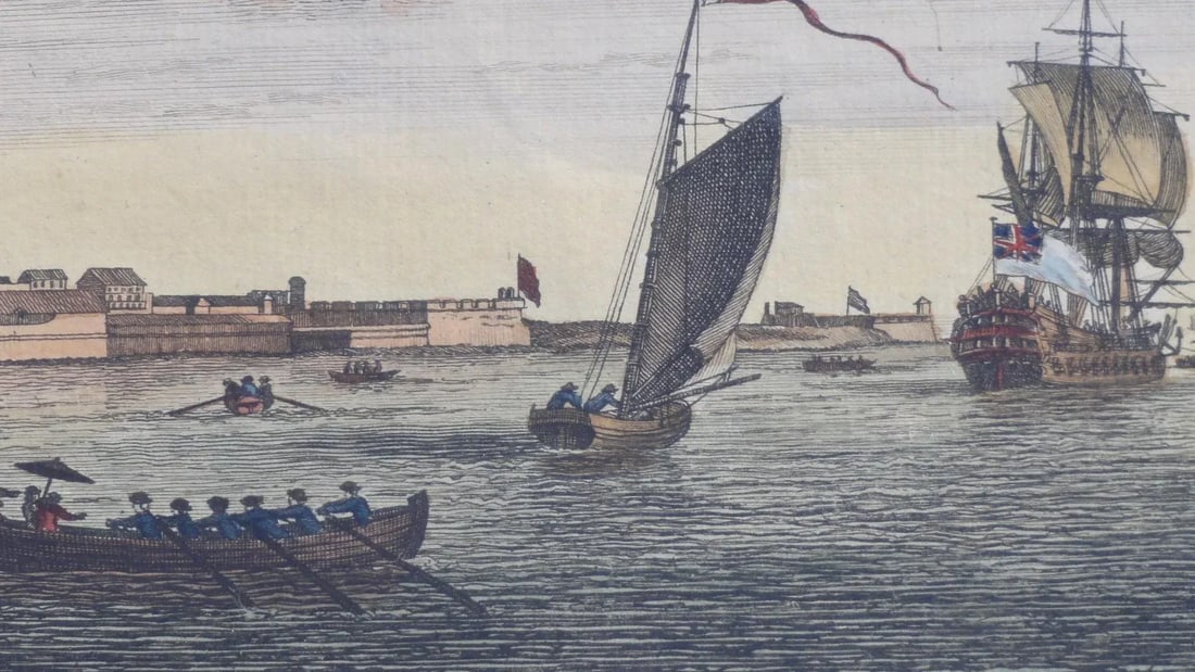 Havana Harbor Original Print by Peter Canot, Framed - 4