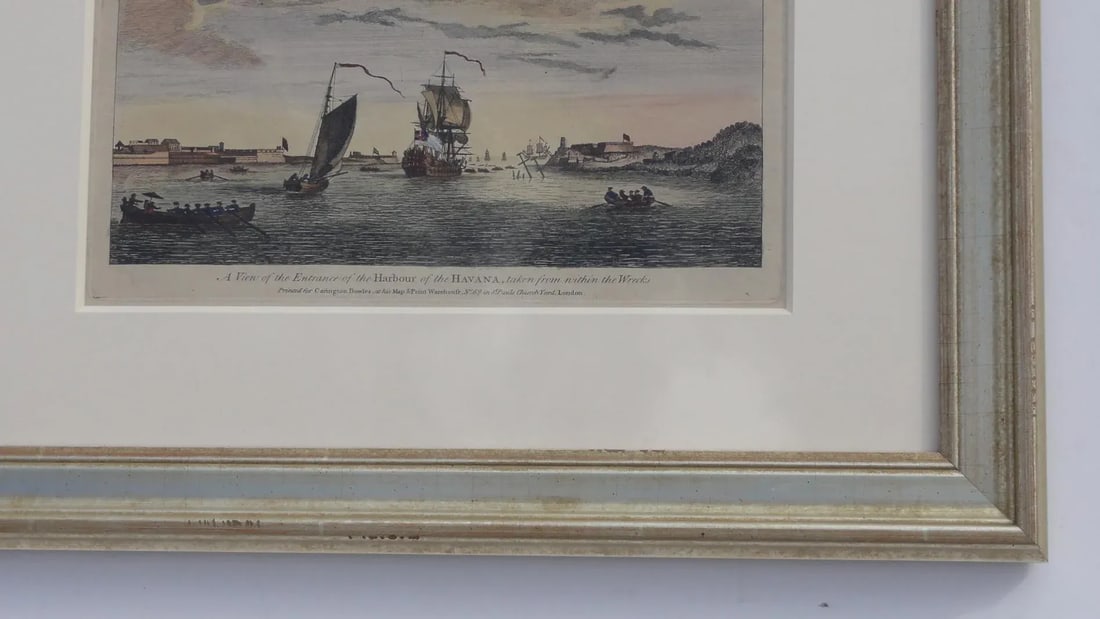 Havana Harbor Original Print by Peter Canot, Framed - 6