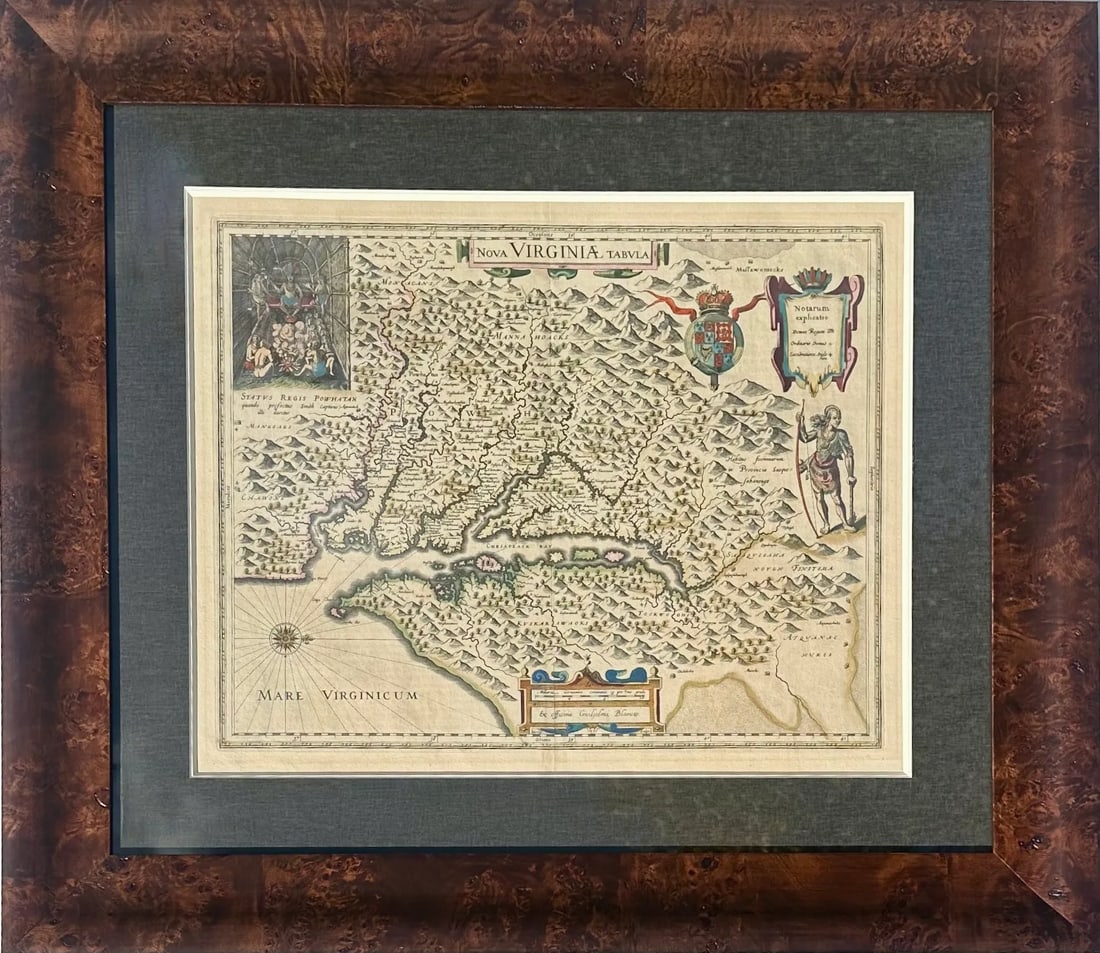 Capt. John Smith's Map of Virginia & Chesapeake Bay, by Blaeu, 1612 - 2