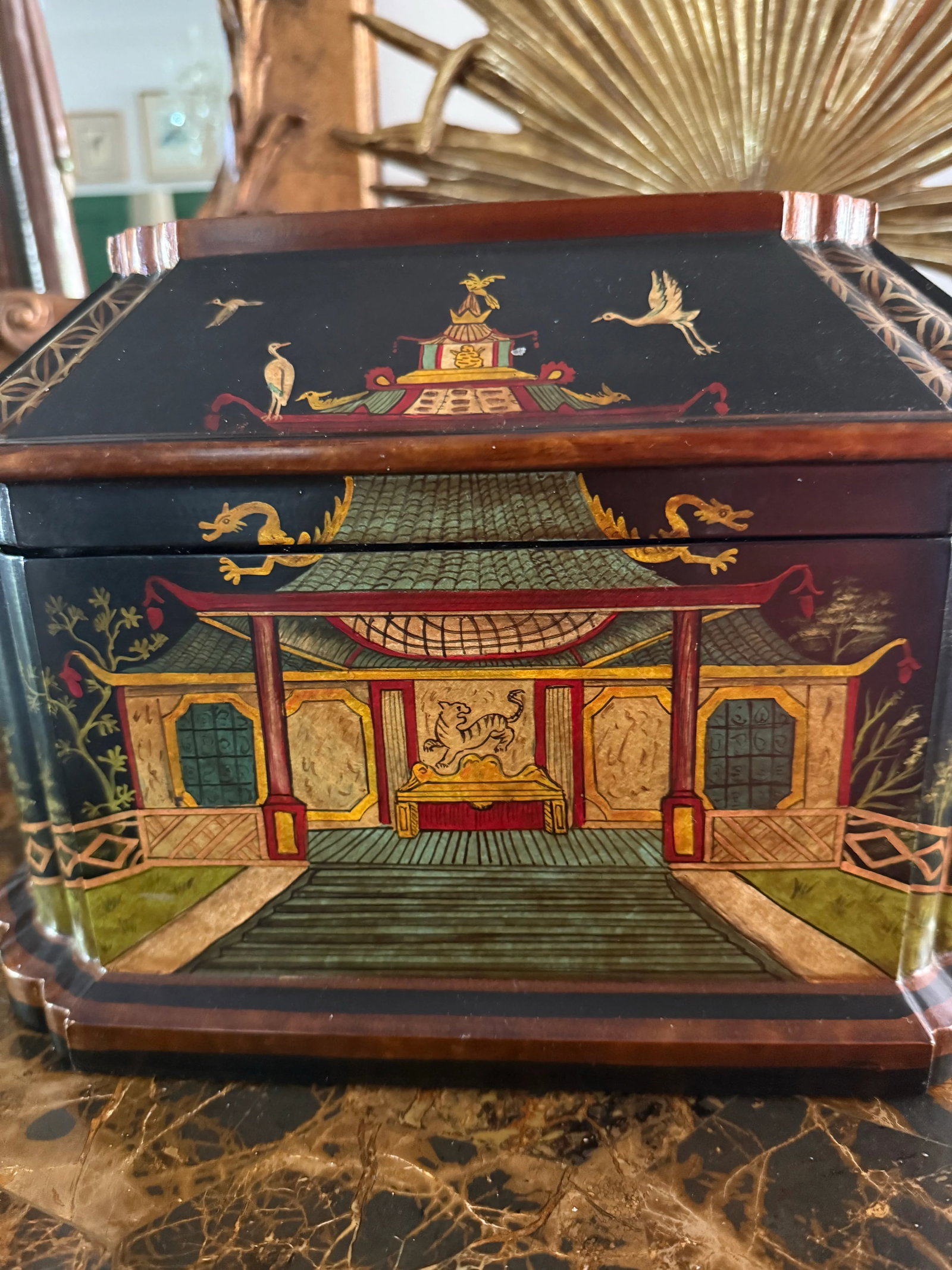 Vintage Asian Hand Painted Box - 3