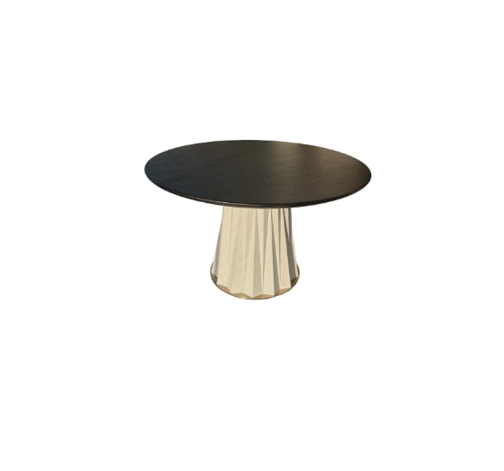 Sculptural Designer Dining Table – Attributed to Baker "Heliodor" Pedestal in Ivory & Gold - 10