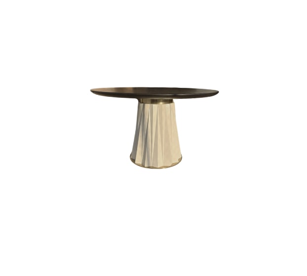 Sculptural Designer Dining Table – Attributed to Baker "Heliodor" Pedestal in Ivory & Gold - 2