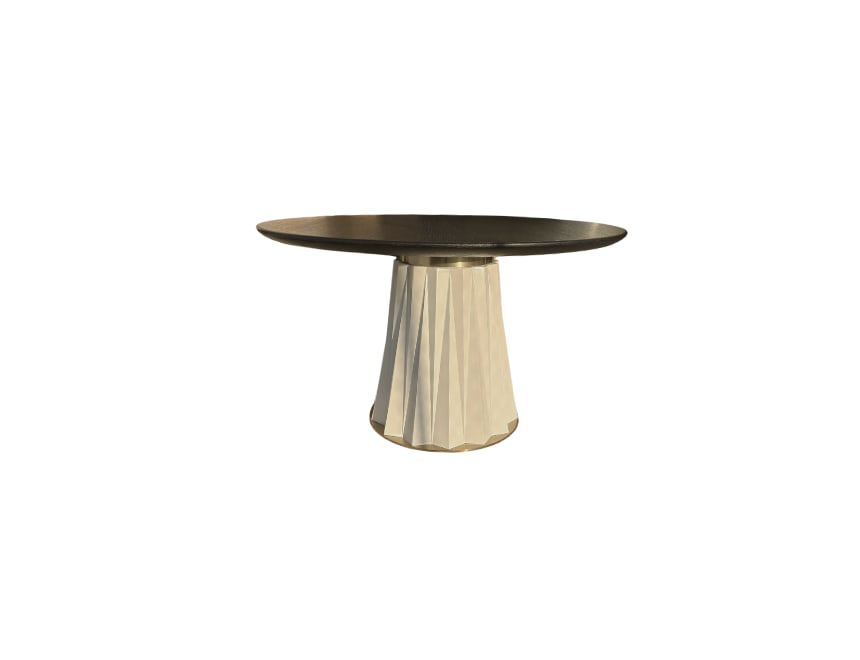 Sculptural Designer Dining Table – Attributed to Baker "Heliodor" Pedestal in Ivory & Gold - 5