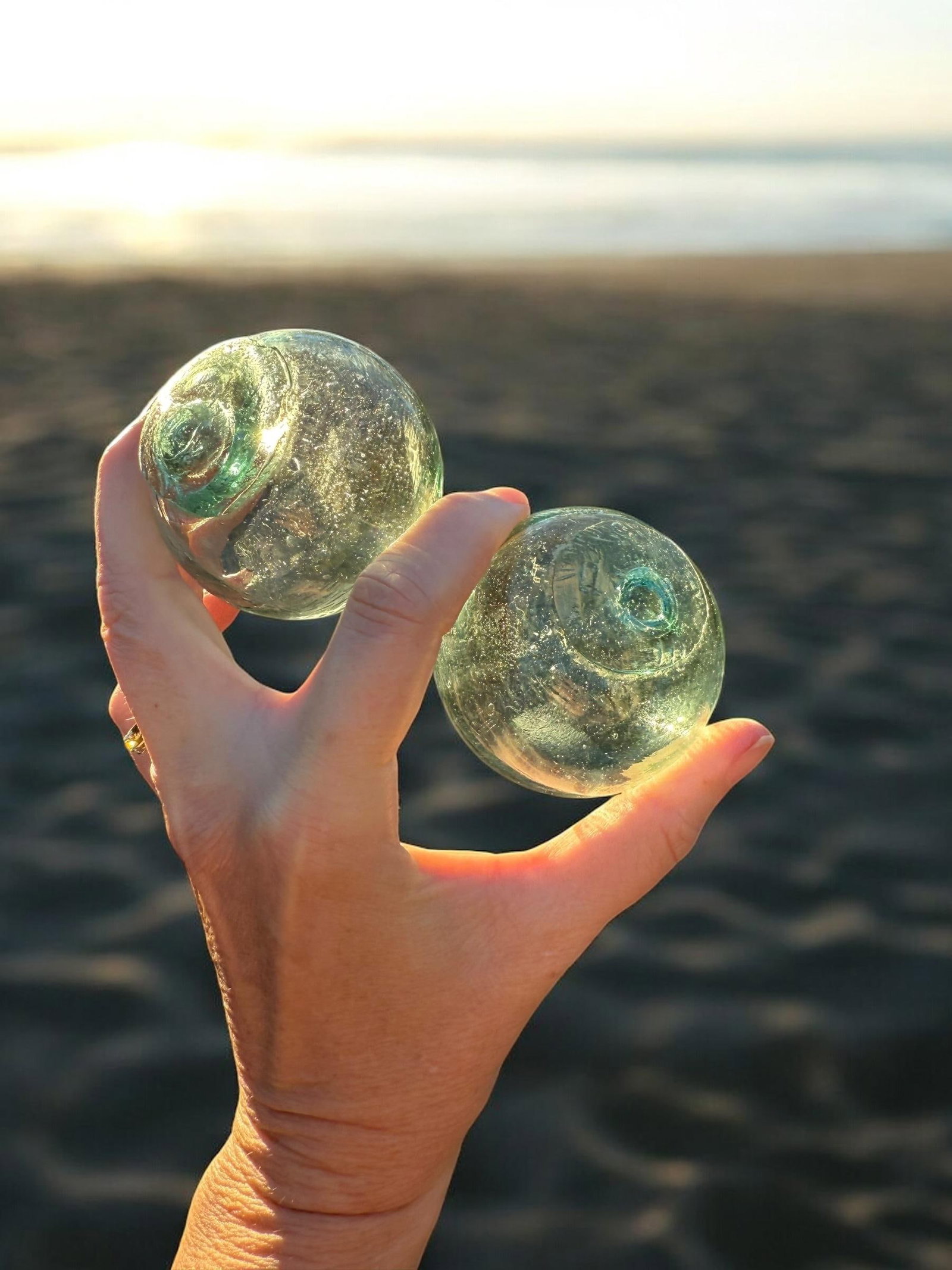 Vintage Glass Decor Fishing Floats Balls With 2001 Custom Art Glass Oregon Float Set of 5 - 13