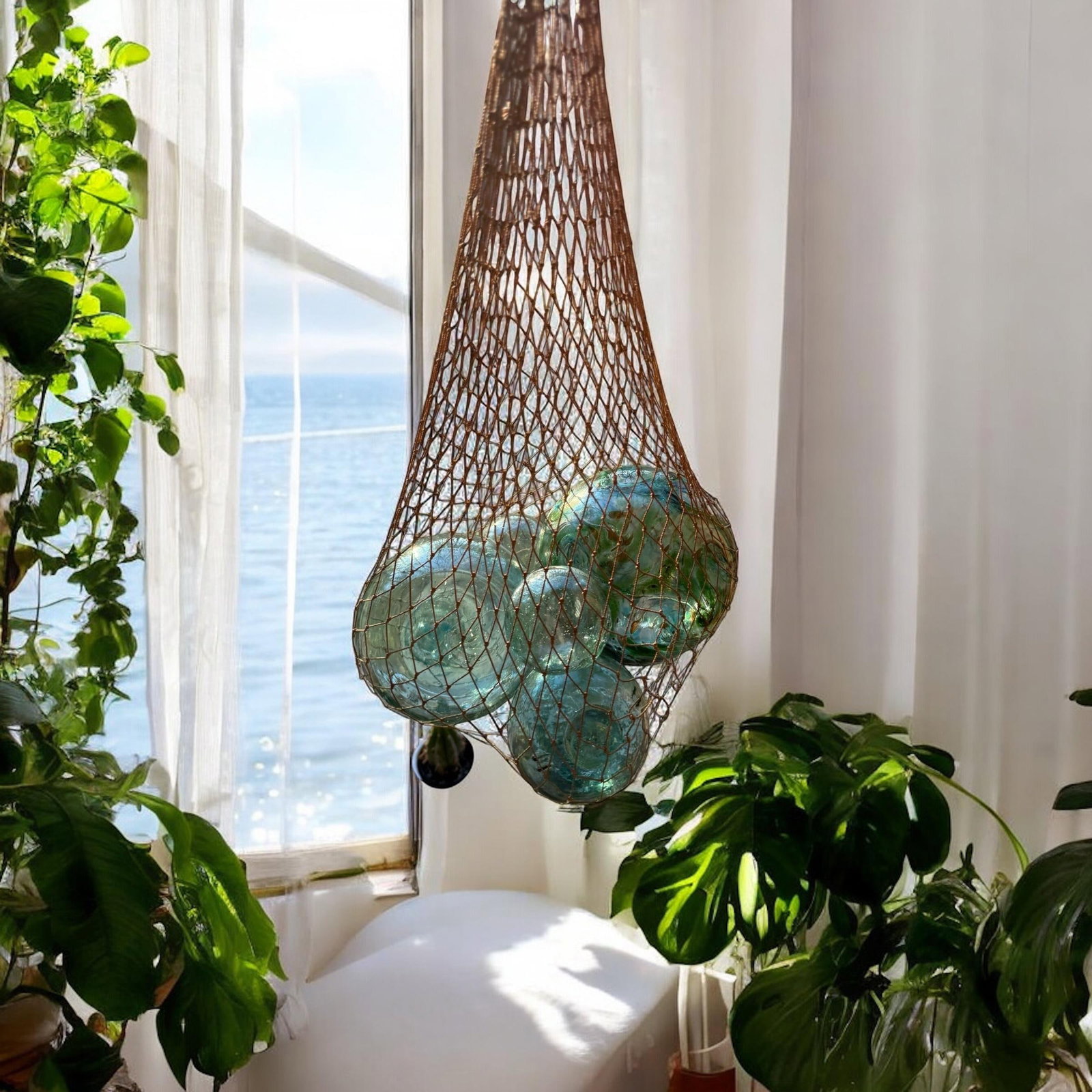 Vintage Glass Decor Fishing Floats Balls With 2001 Custom Art Glass Oregon Float Set of 5 - 2