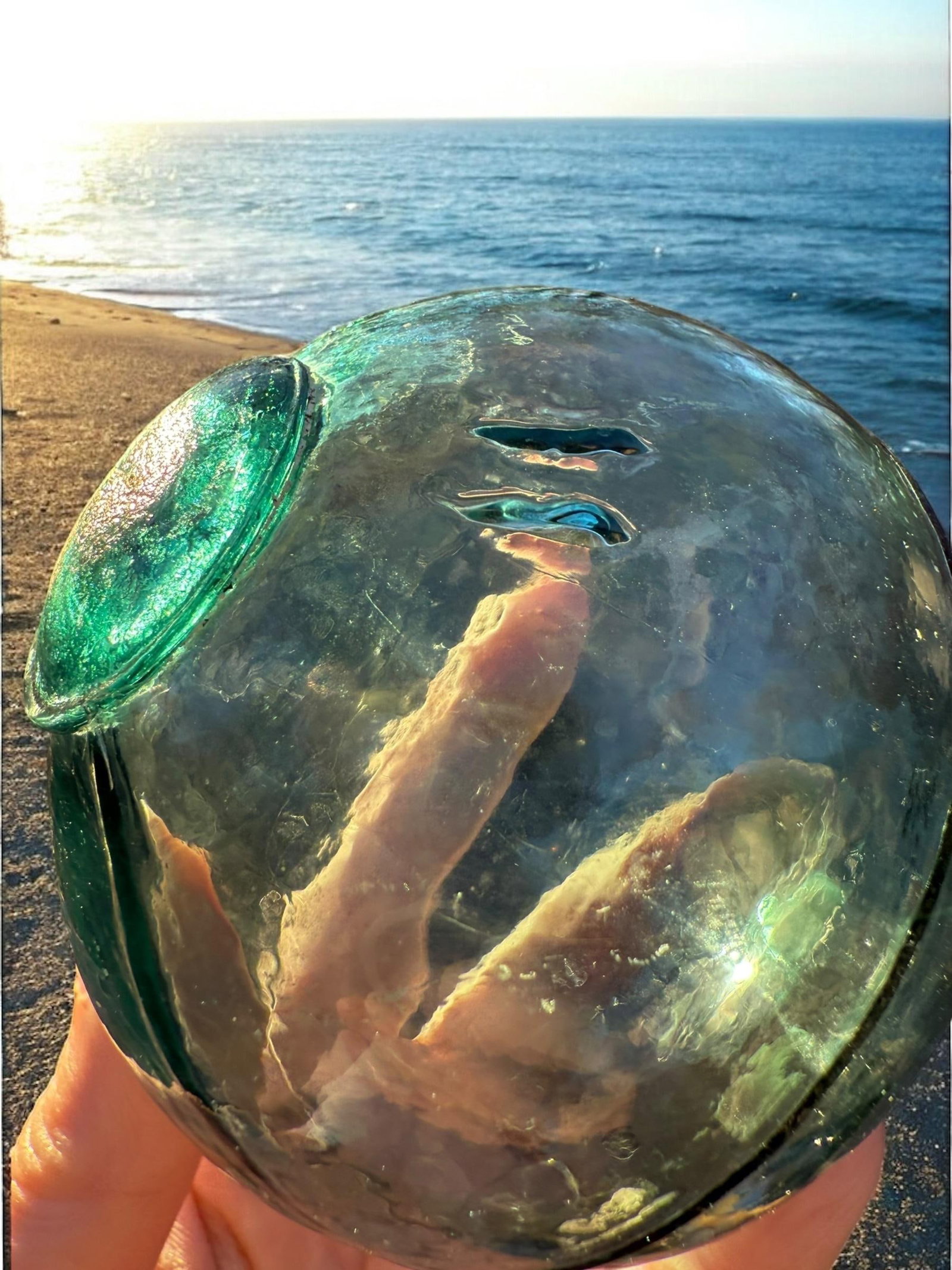 Vintage Glass Decor Fishing Floats Balls With 2001 Custom Art Glass Oregon Float Set of 5 - 7