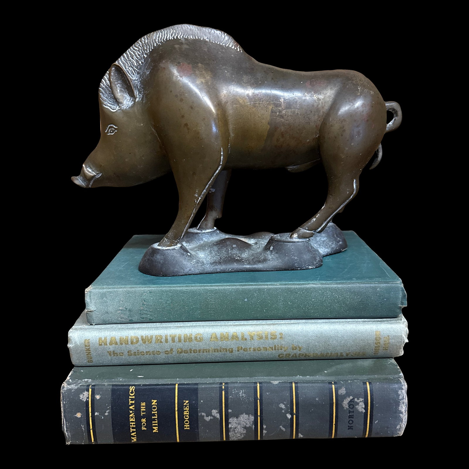 1950s Wild Boar Bronze Sculpture Razor Back Boar - 2