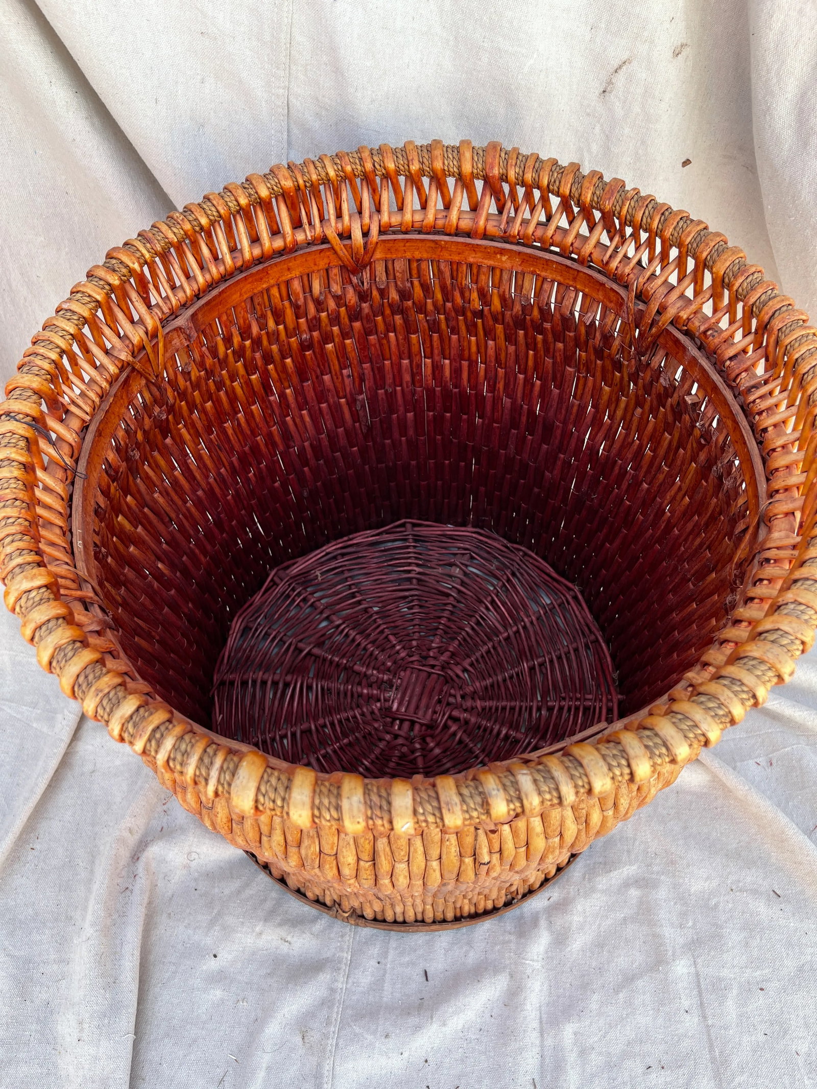 Large Chinese Woven Willow Basket - 2