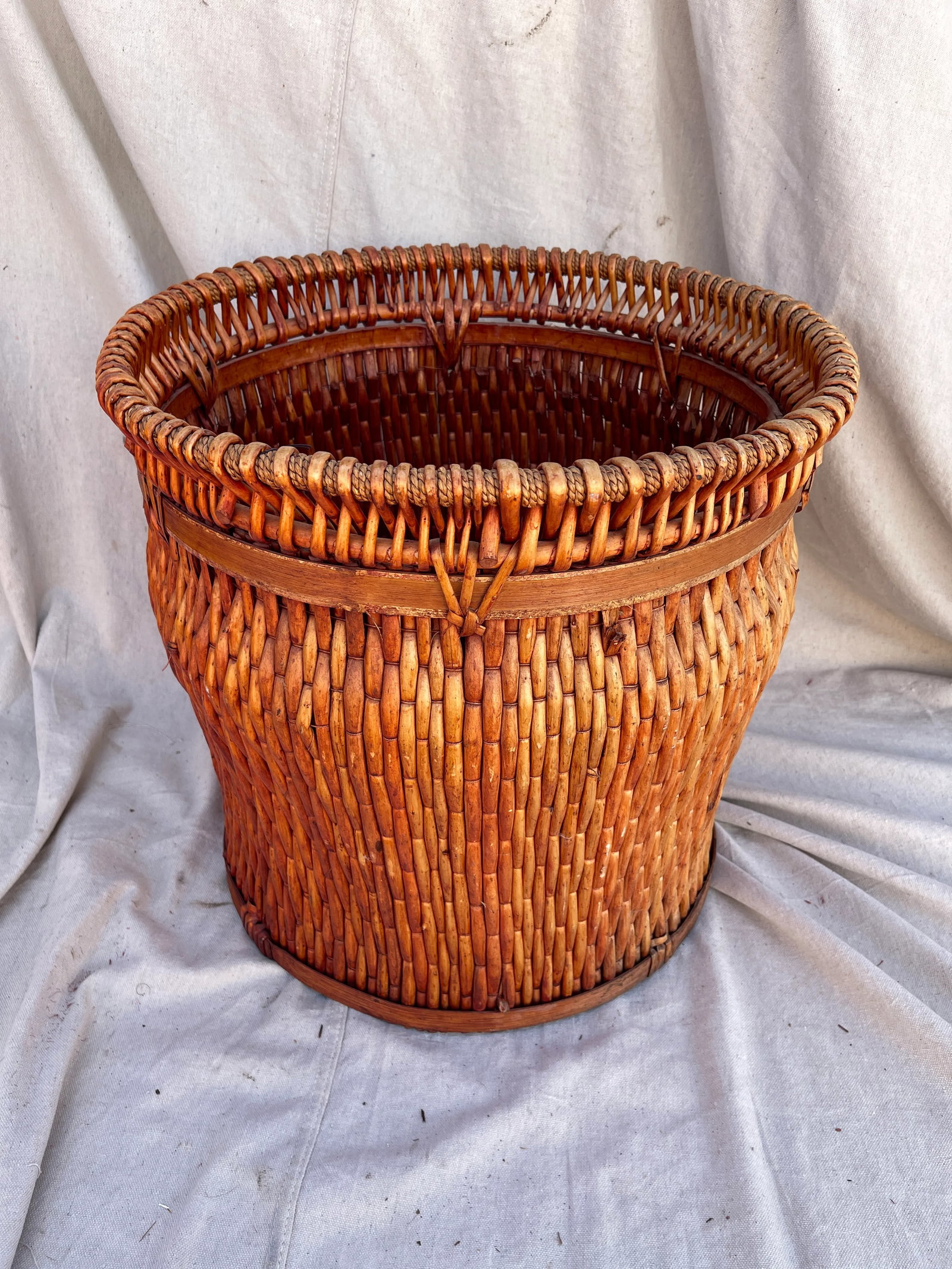 Large Chinese Woven Willow Basket - 7