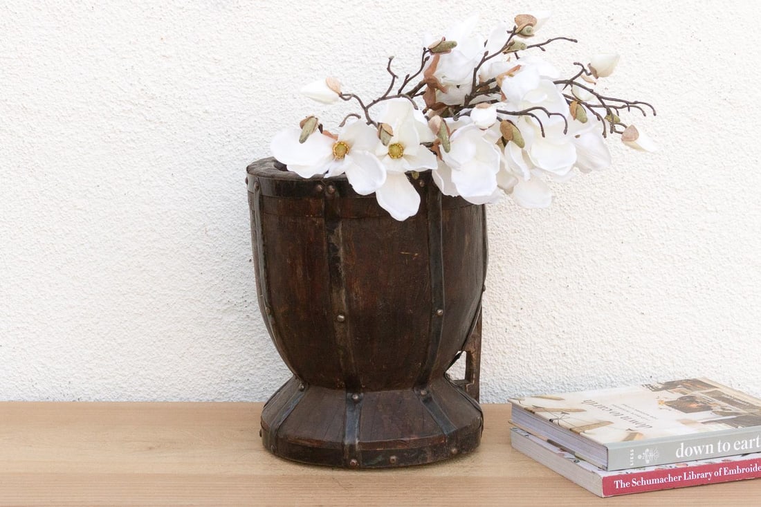 Oversize Vintage Metal Strap Ukali Vessel - 2