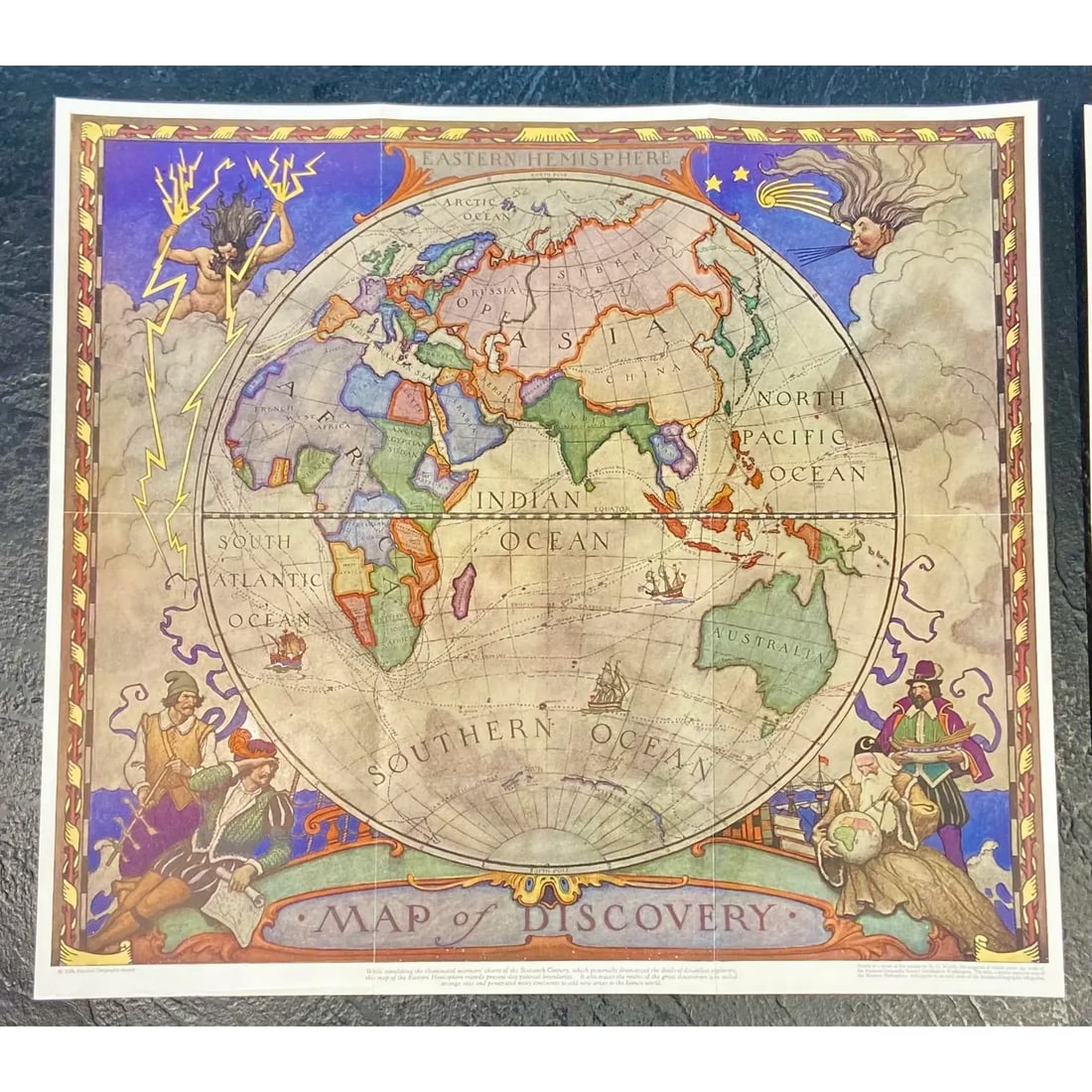 Map of Discovery, Nc Wyeth, 1928 (Set of 2, Framed) - 7