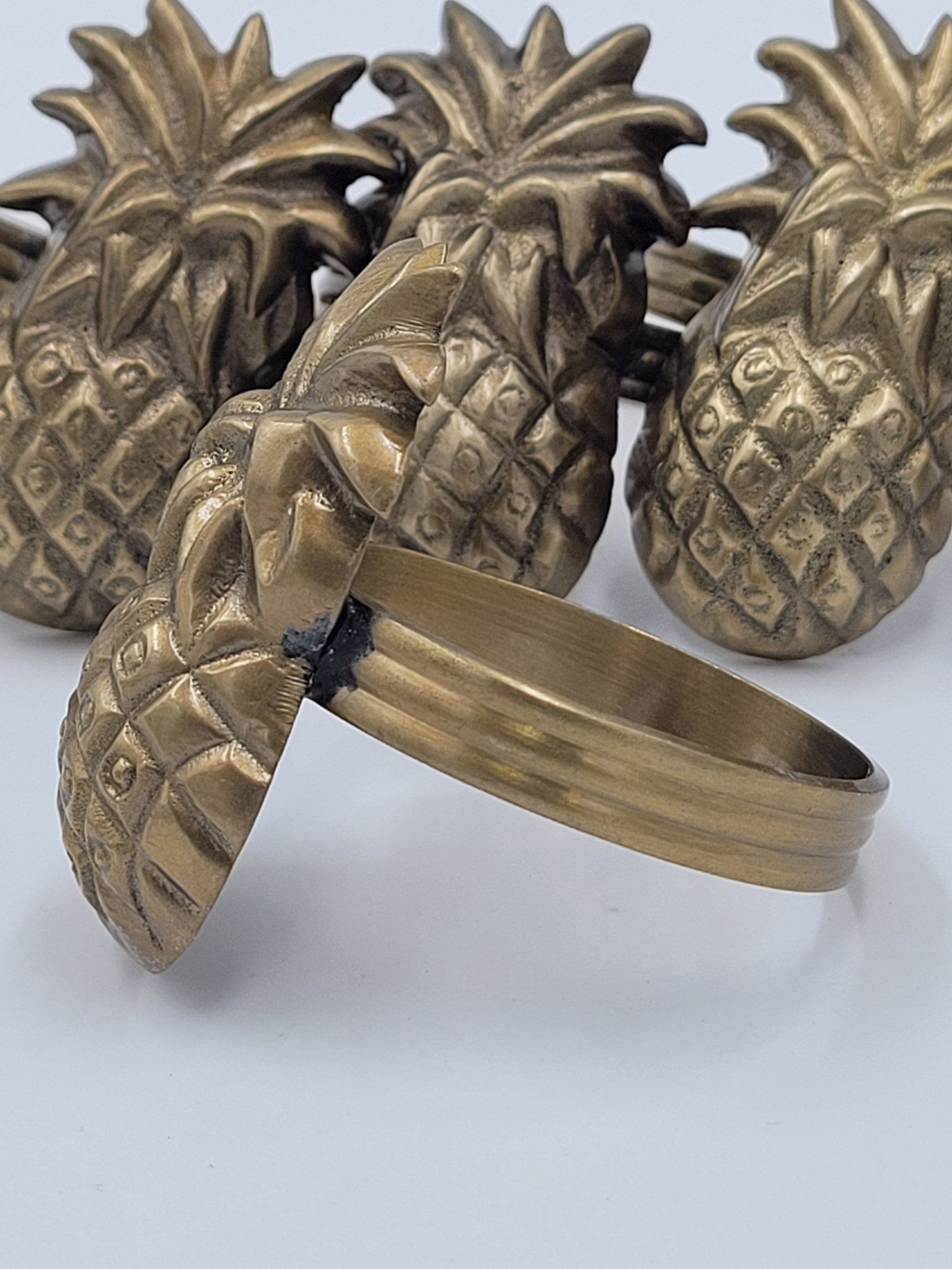 Mid 20th Century Mid-Century Brass Pineapple Napkin Rings - 2