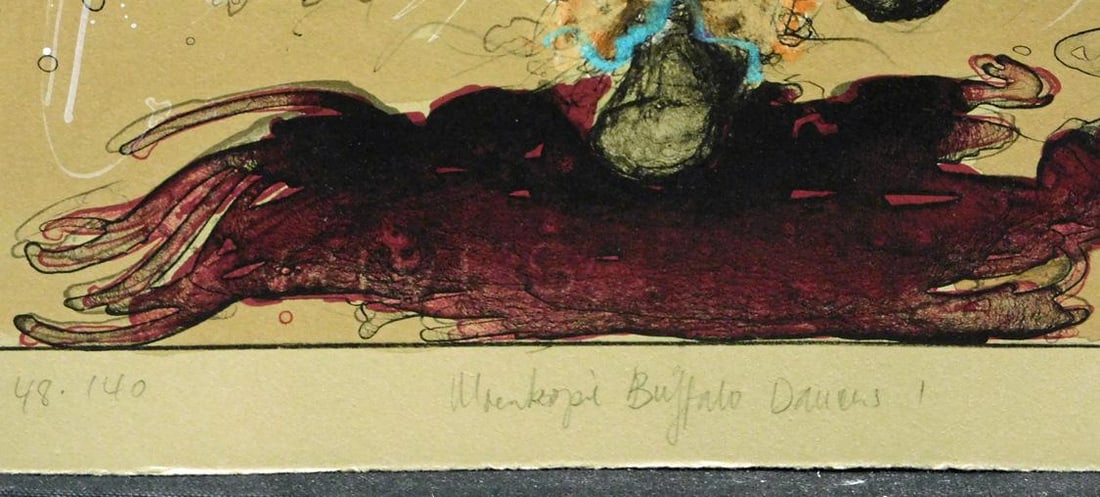 Larry Fodor "Moenkopi Buffalo Dancers 1" Original Color Lithograph H.Signed - 3