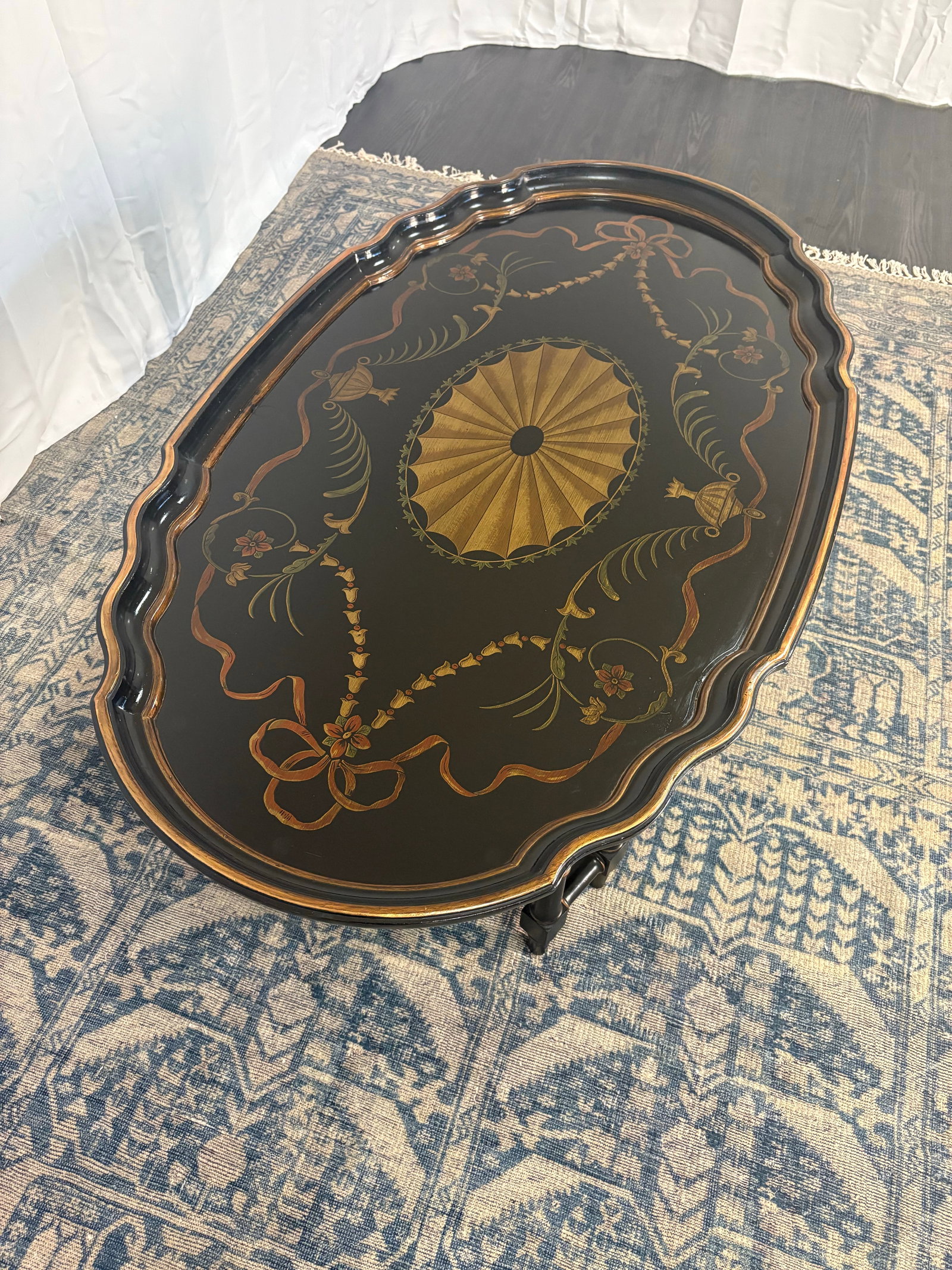 Late 20th Century Attributed to Maitland Smith Ebonized Oval Neoclassical Coffee Table - 2