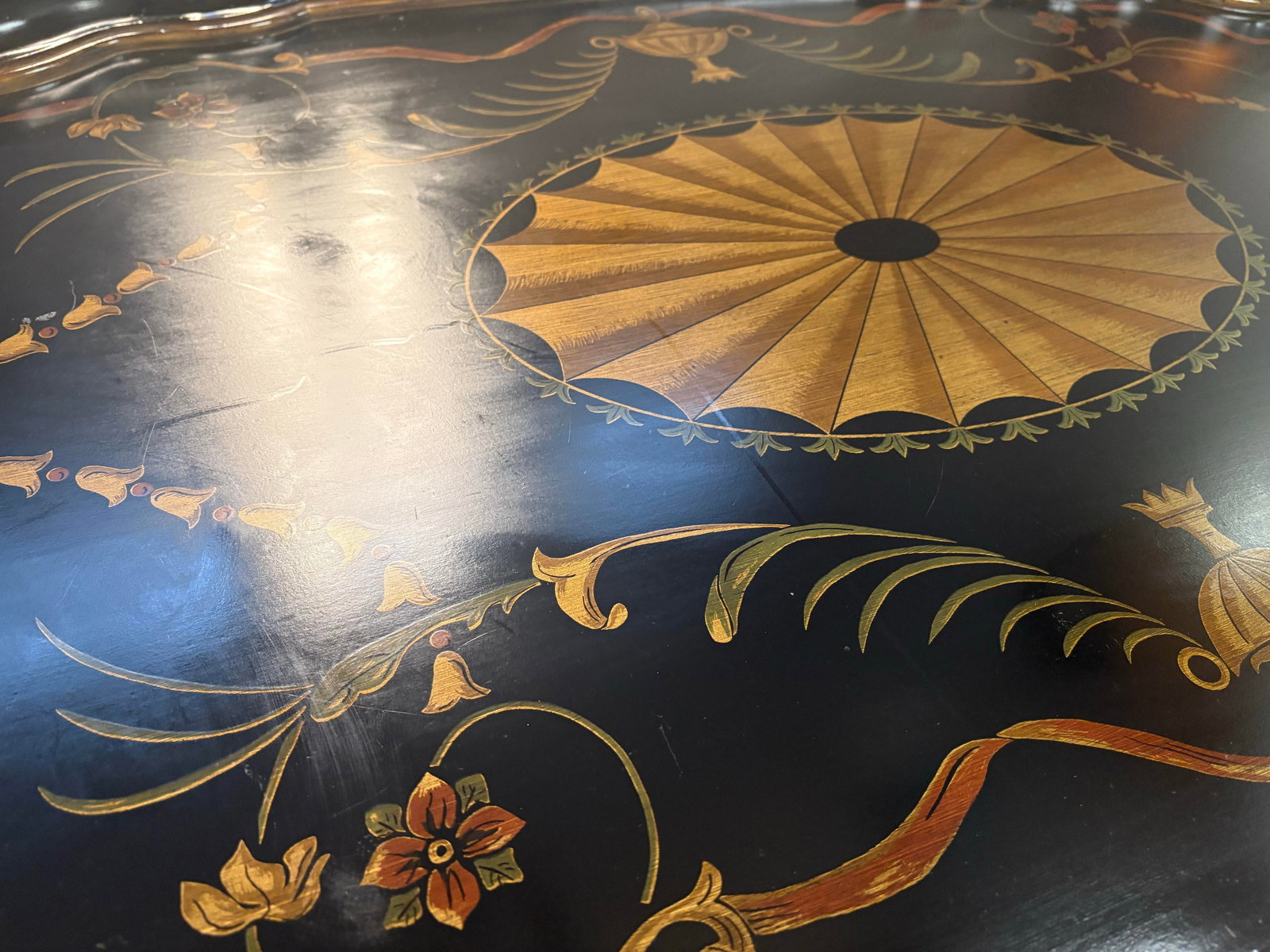 Late 20th Century Attributed to Maitland Smith Ebonized Oval Neoclassical Coffee Table - 9