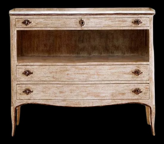 Louis XV Provincial Style "Ange" Nightstand: Created for The Rothschild Collection - "Ange" 2006 Â© This Louis XV Provincial Style, is manufactured out of American Hard Maple. A rectangular top with three-quarter gallery above a long