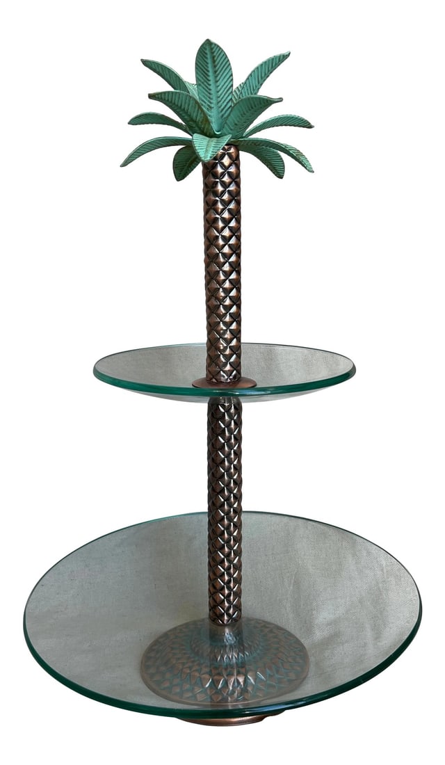 Vintage 2-Tier Glass & Copper Pineapple Serving Stand (1 of 8)