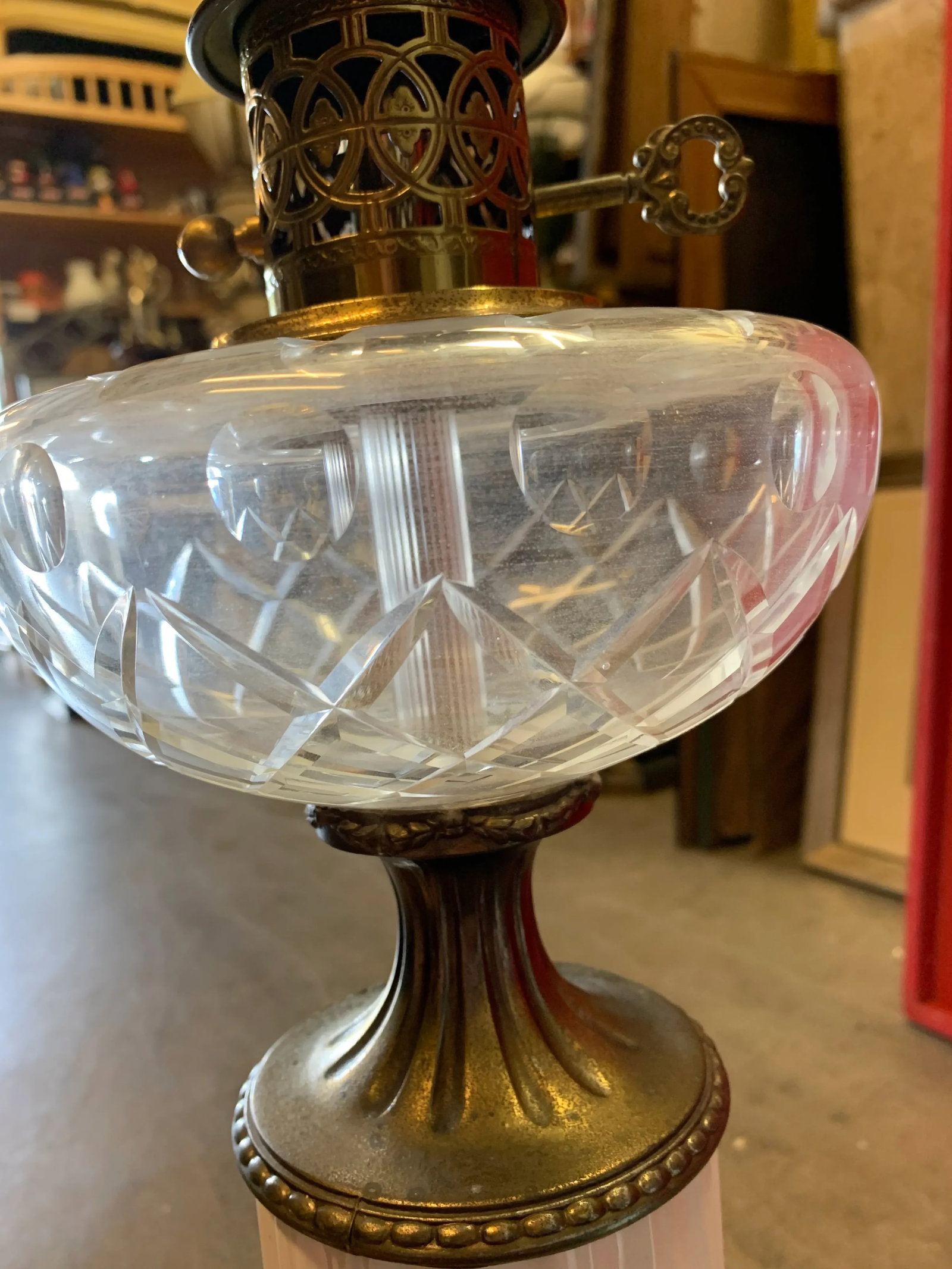 Vintage White Column With Brass & Black Marble Base Lamps - A Pair - 3