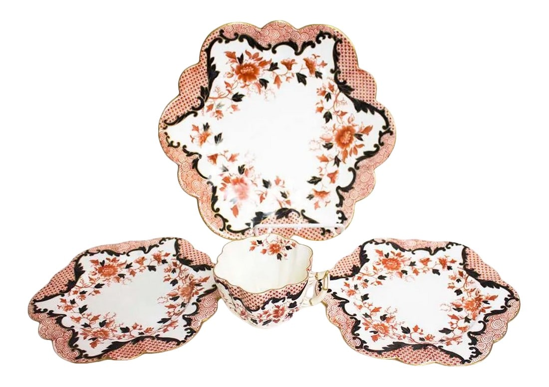 The Foley China Plates & Tea Cup -4 Pcs From England: Four pieces of china from England marked The Foley China, Includes 2 plates7", 1 plate 9 1/2" & delicate tea cup 3 3/4" opening x 2 1/2" high. Researching, I can't find any matches for this very