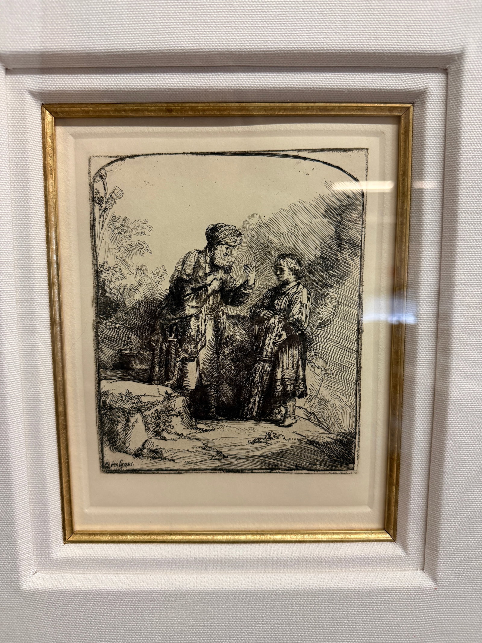 Etching of Abraham and Isaac by the Dutch Master Rembrandt Van Rijn, Created in 1645. Framed Reprodu - 8