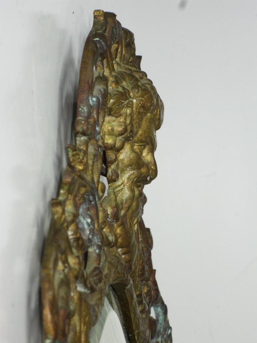 1900s Beveled Mirror Bacchus in Gilded Bronze Victorian Figural - 17