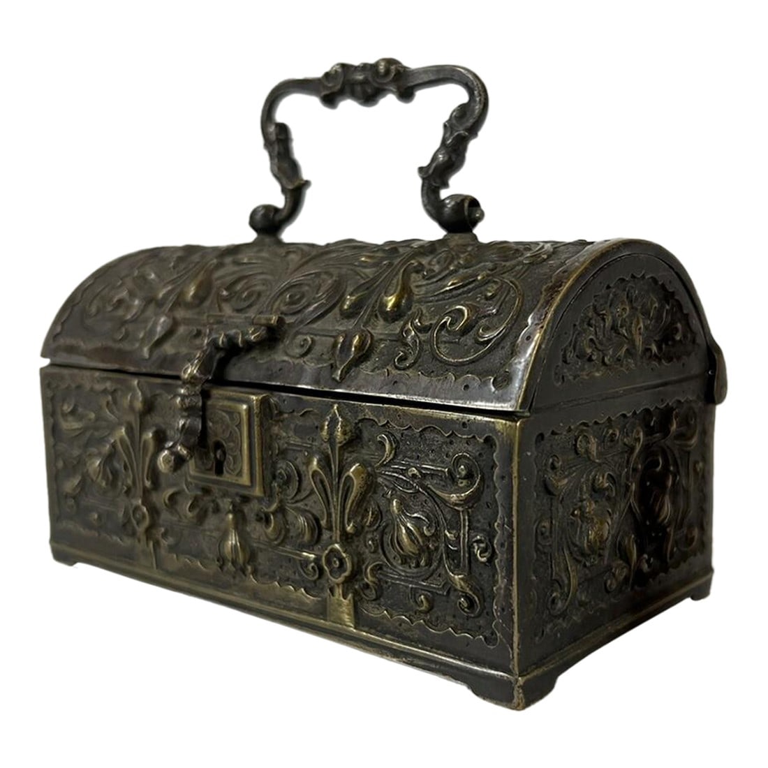 Kye or Jewelry Box Bronze Antique Raised Relief Ggleykauf Nurnberg Germany (1 of 18)