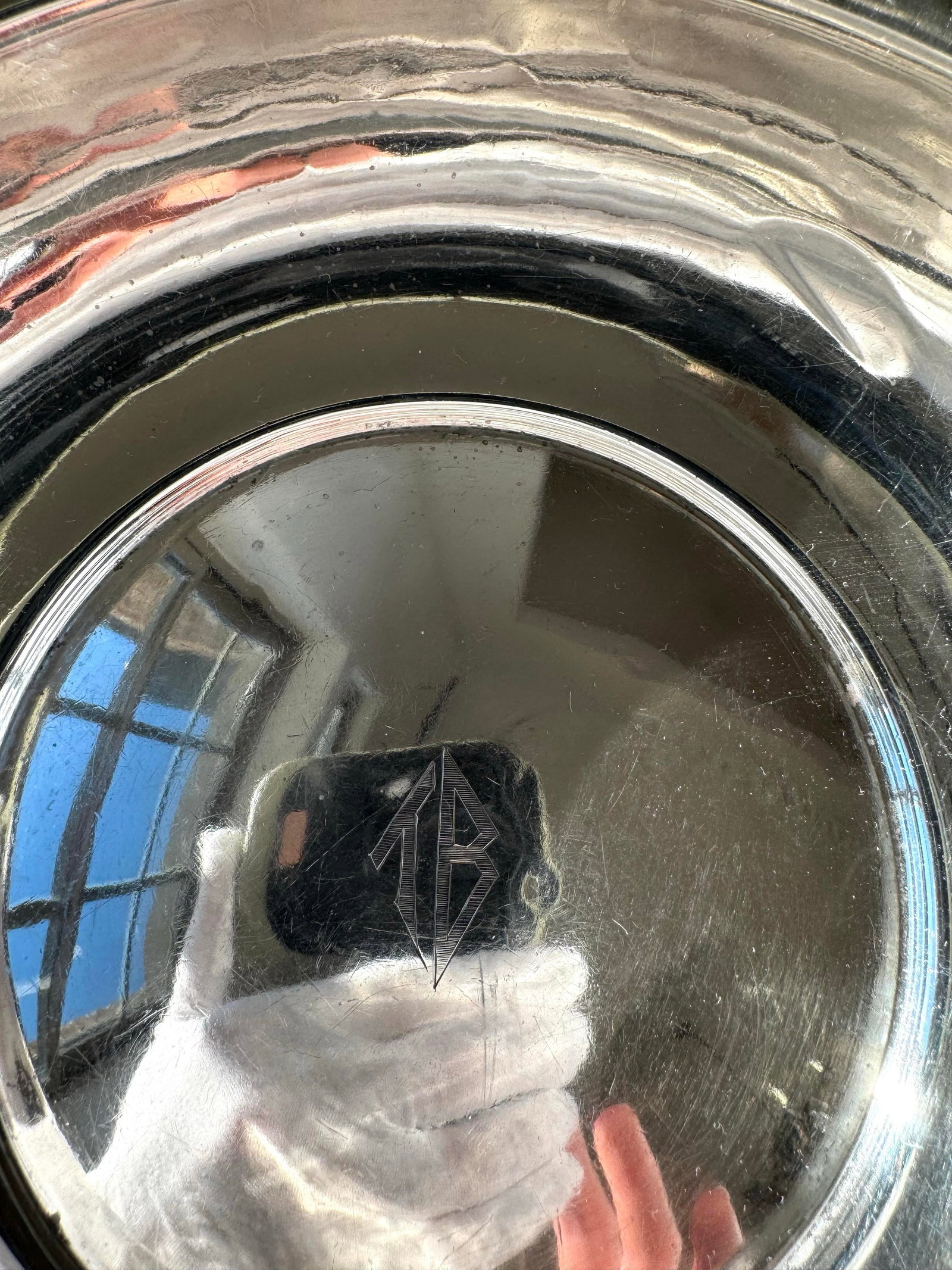 Antique .925 Sterling Silver Oval Serving Bowl – Pierced Gallery Rim, Crown & Fleur-De-Lis - 4