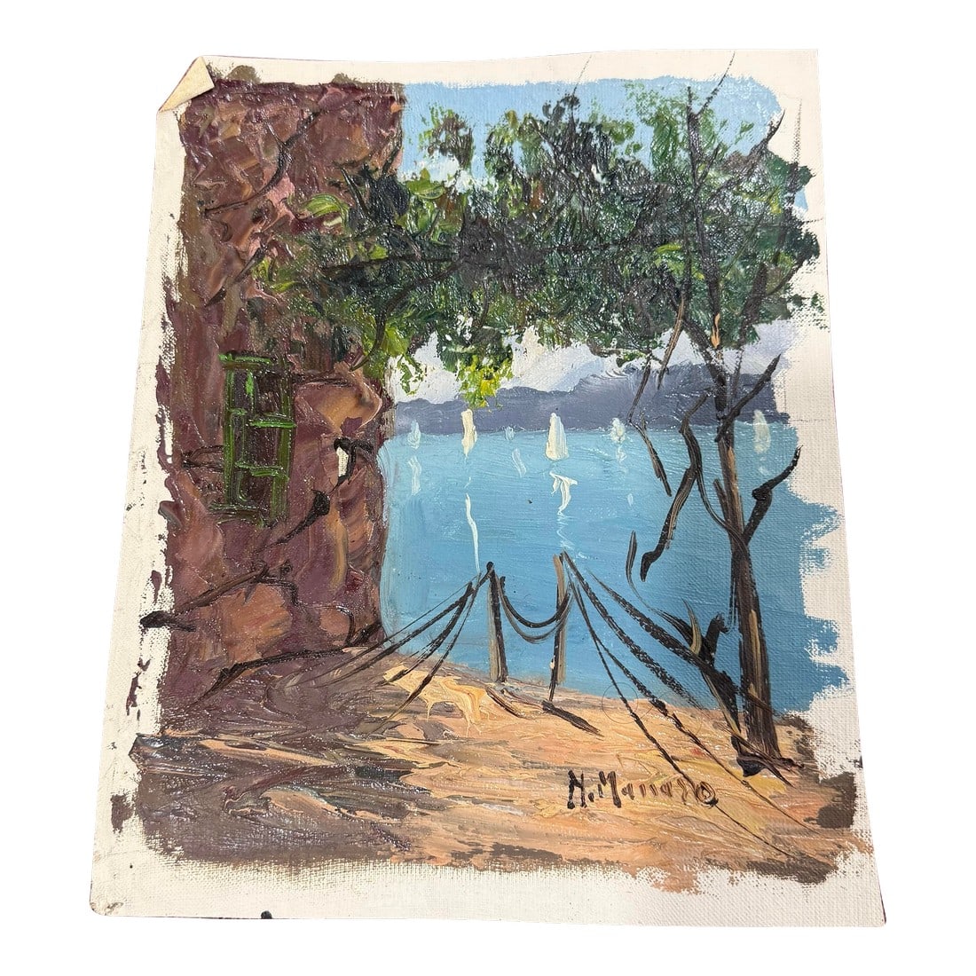 N.Manolla Oil Painting 1950s Loose Signed From Italy: N.Manolla Oil Painting 1950s Loose Signed 8x10 From Italy Good condition No frame loose art The N.Manolla oil painting from the 1950s is an original work signed by the artist. Measuring 8x10