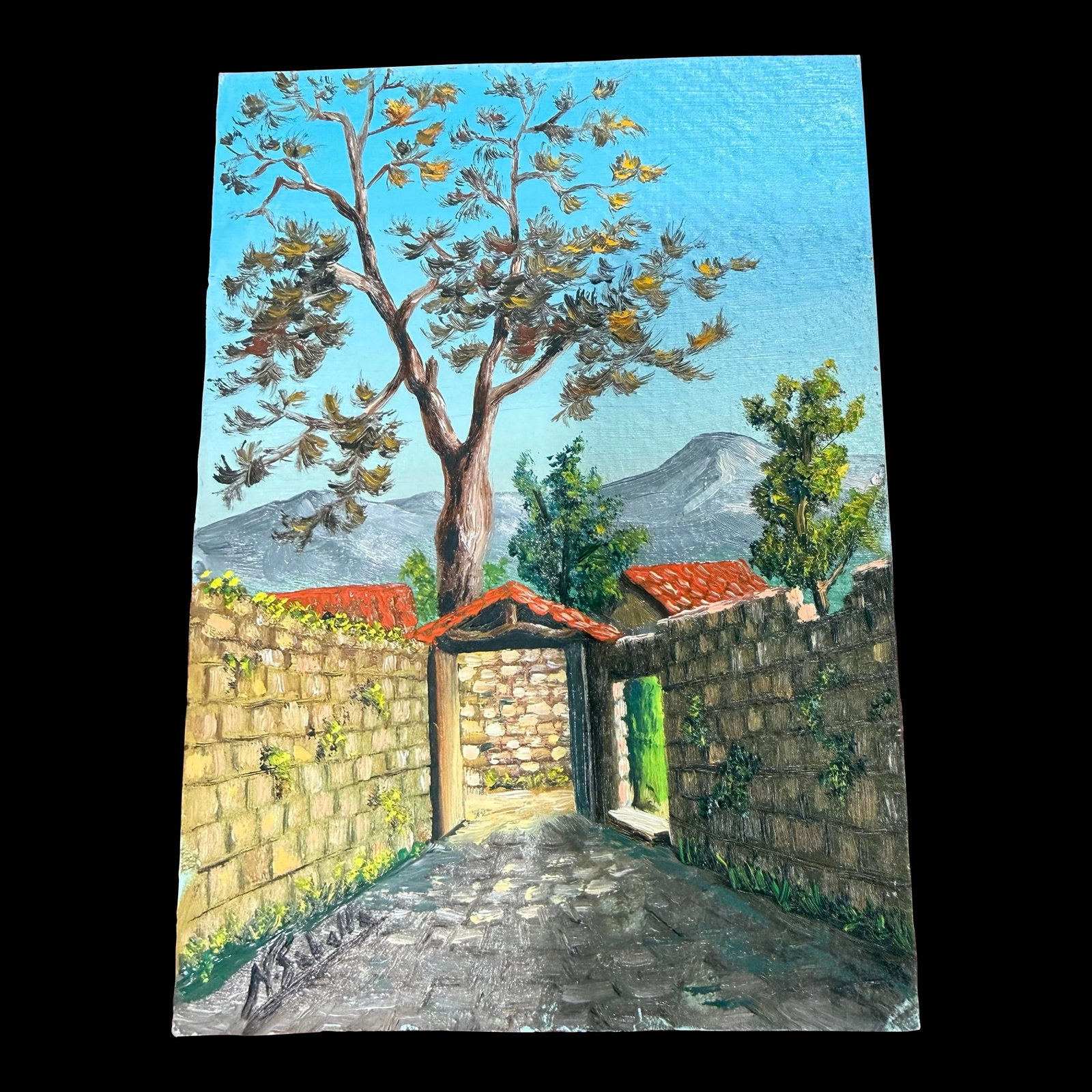 Vintage Oil Painting on Board Italian Landscape Signed (1 of 4)