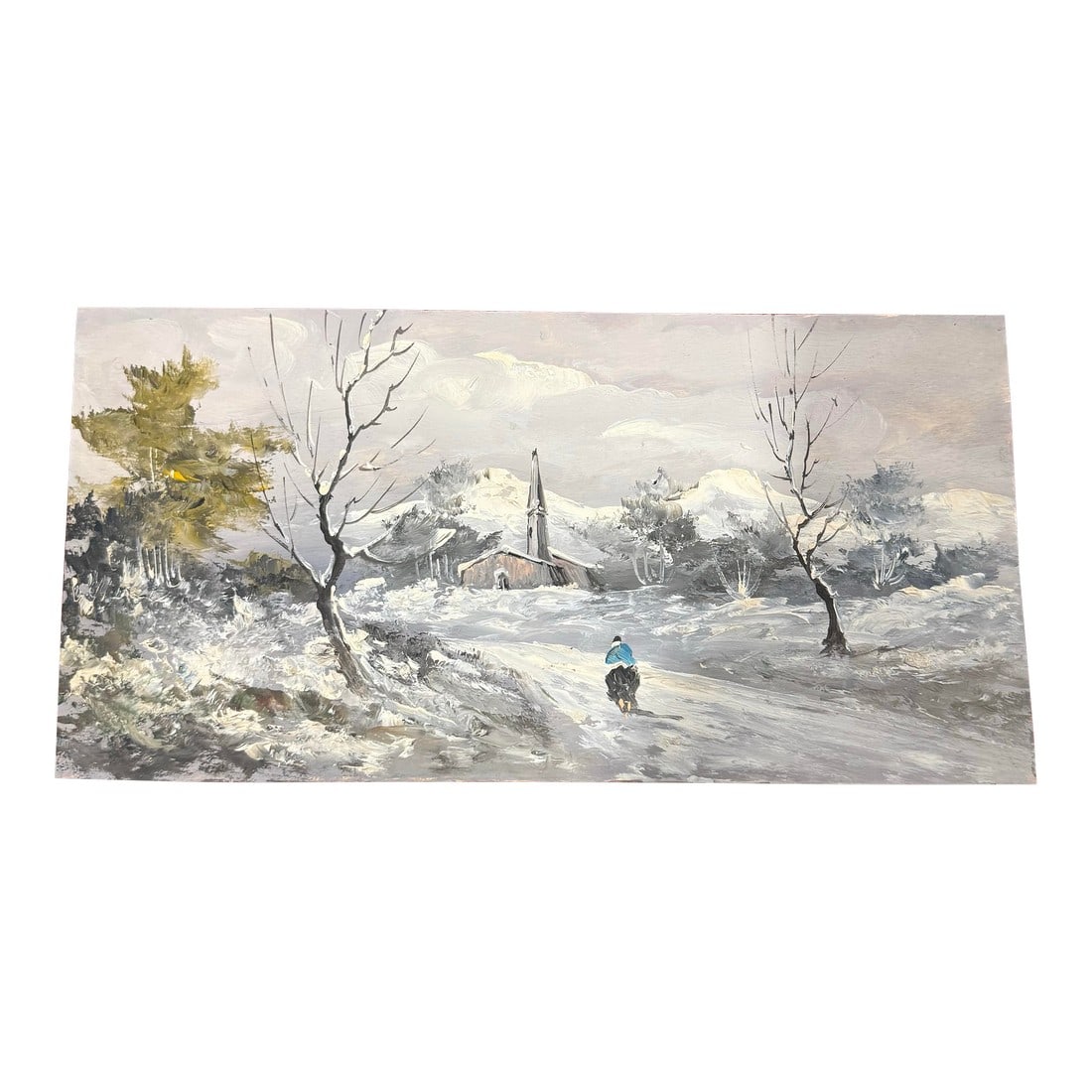 Vintage Oil Painting on Board - Period Piece Winter Landscape (1 of 5)