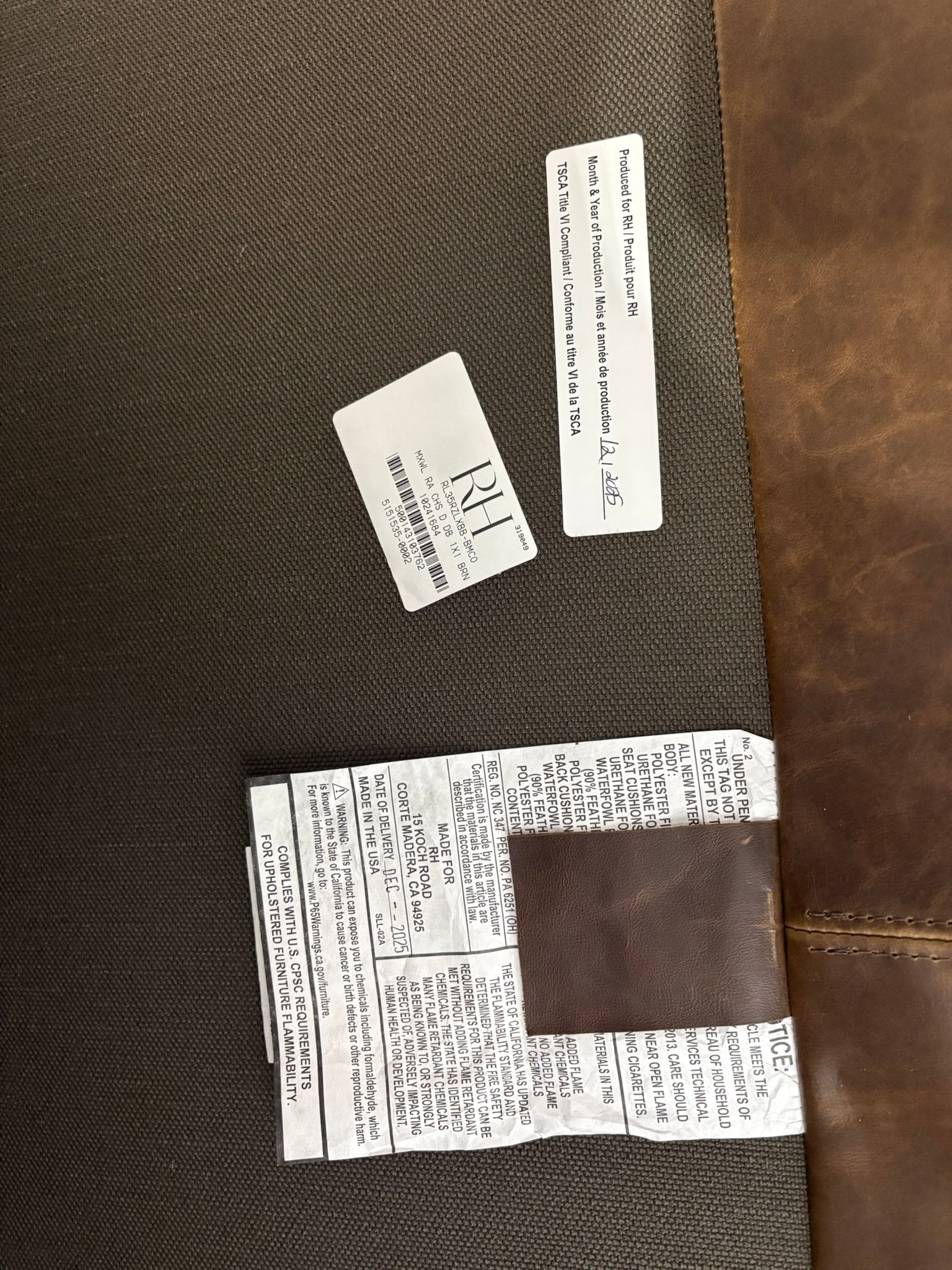 Rh Maxwell Leather Right-Arm Chaise - 2