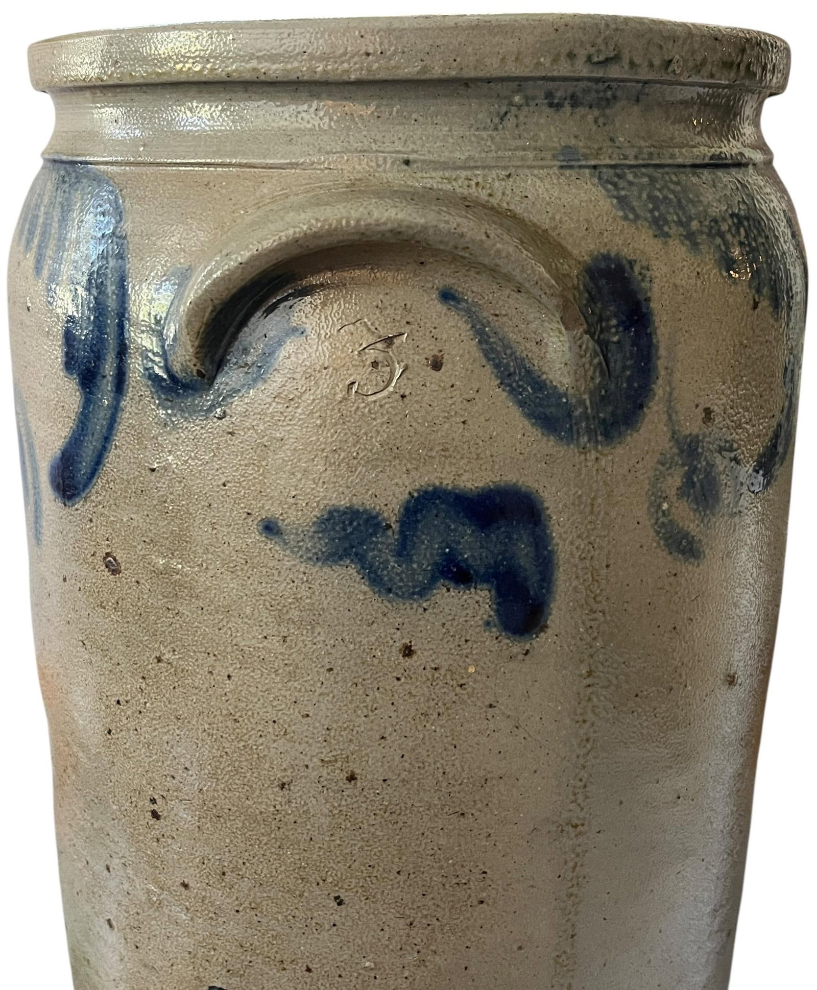 Antique 3-Gallon Salt-Glazed Stoneware Crock With Cobalt Decoration, Attributed to David Parr, c.186 - 5