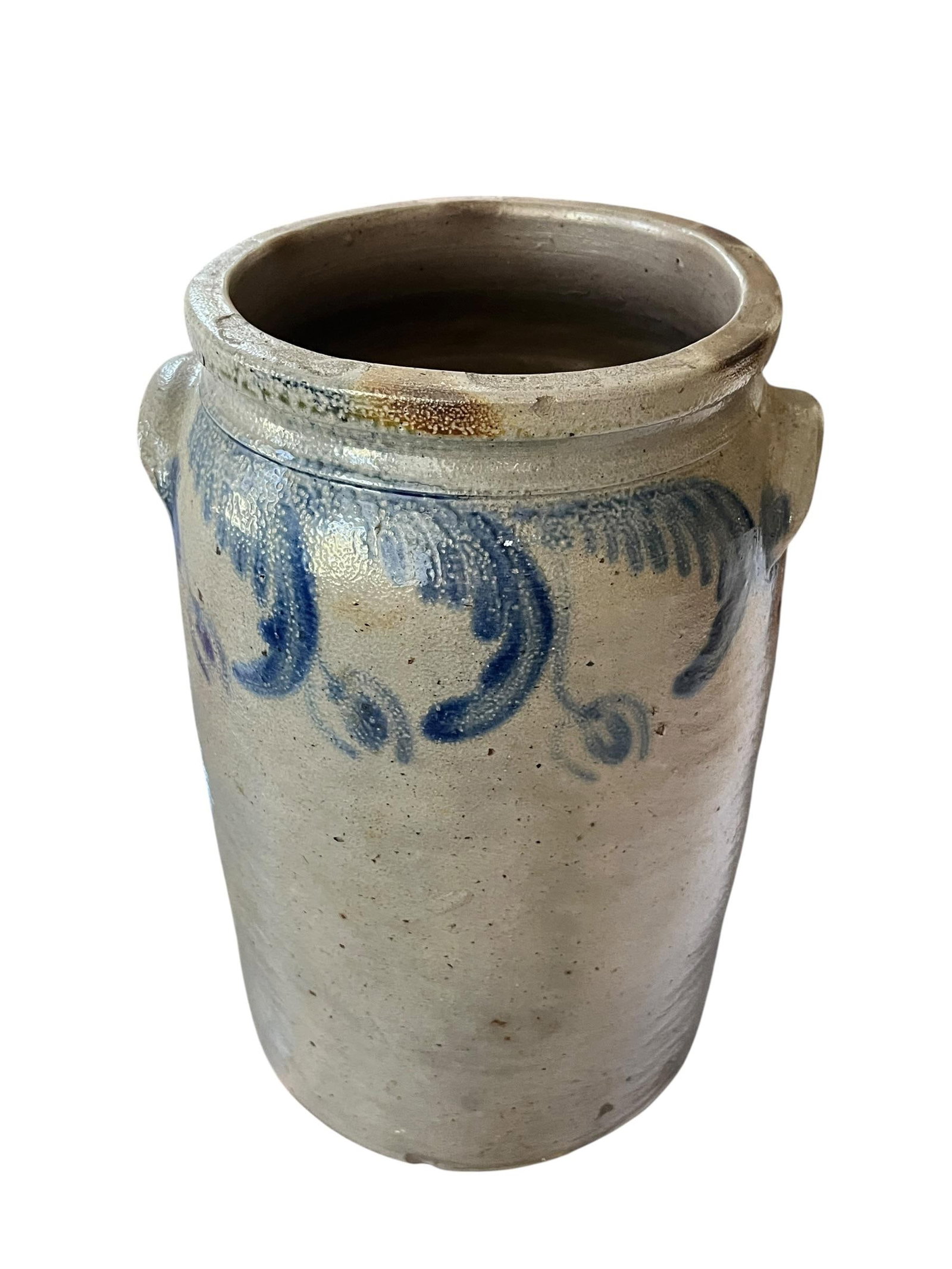 Antique 3-Gallon Salt-Glazed Stoneware Crock With Cobalt Decoration, Attributed to David Parr, c.186 - 7