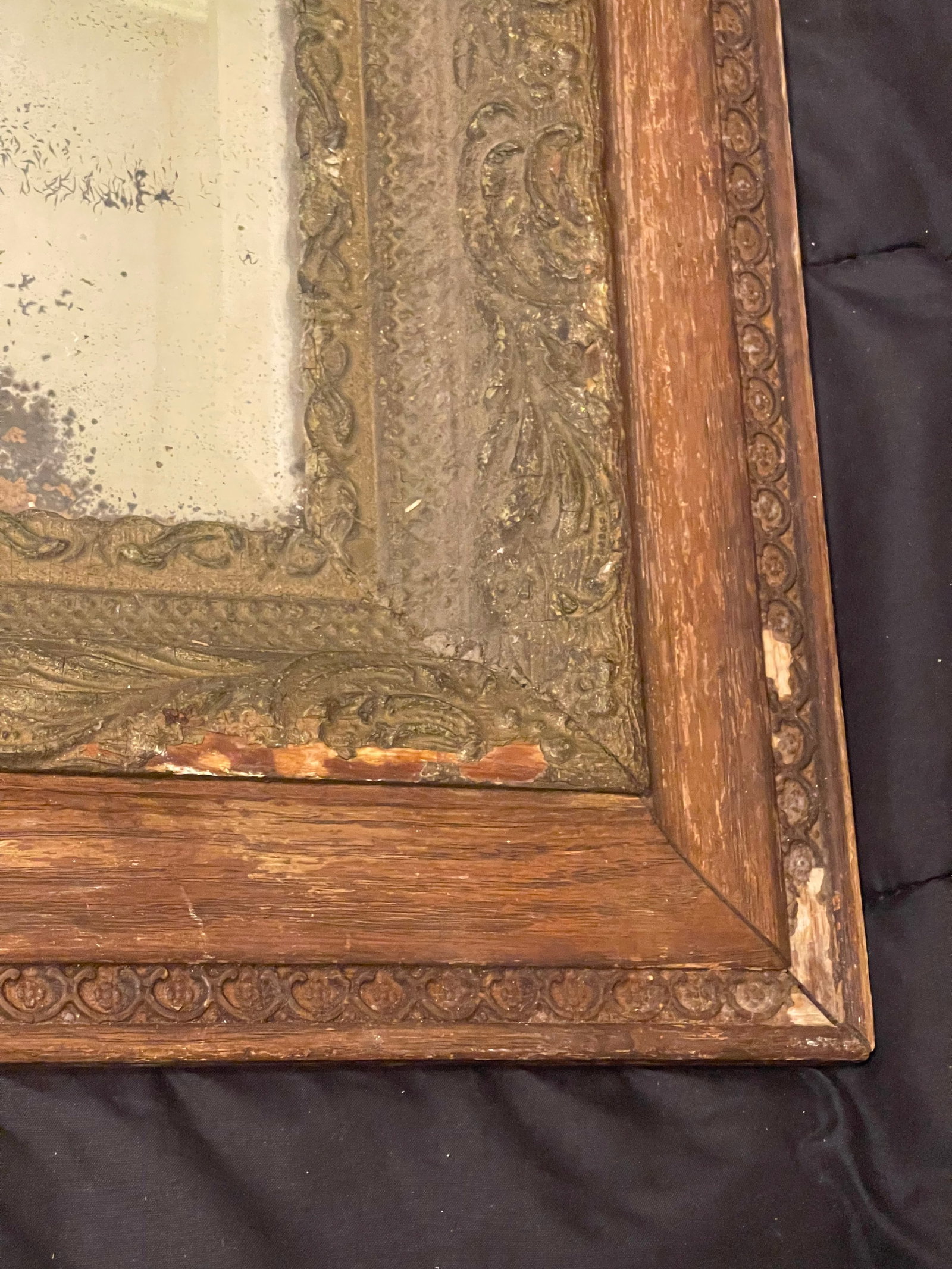 Antique Ornately Carved French Restoration Wooden Mirror W/ Hand Crafted Floral Motifs & a Natural A - 6