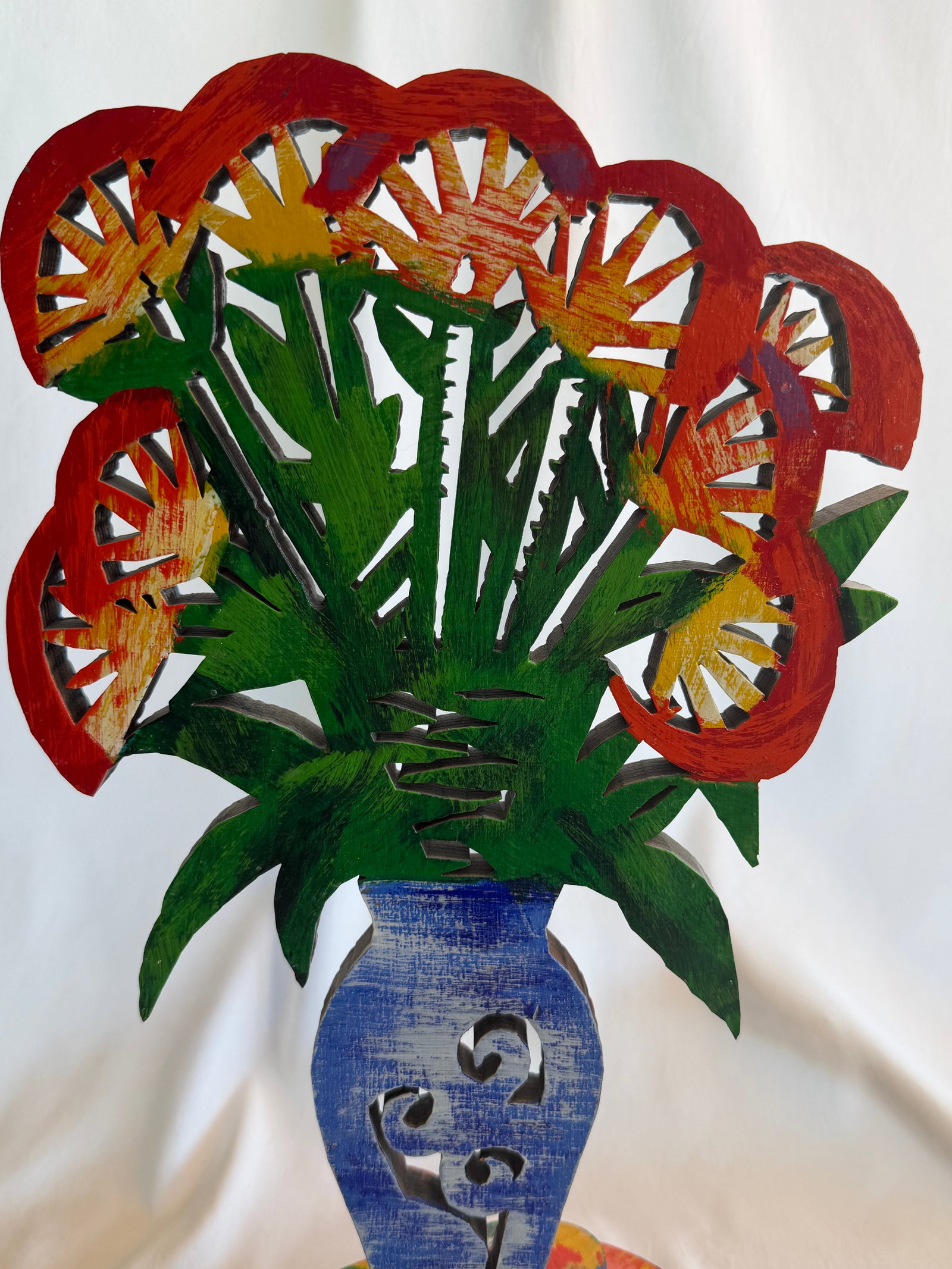1990s David Gerstein Limited Edition Double-Sided Painted Wood Flower Sculpture, Signed & Numbered ( - 11