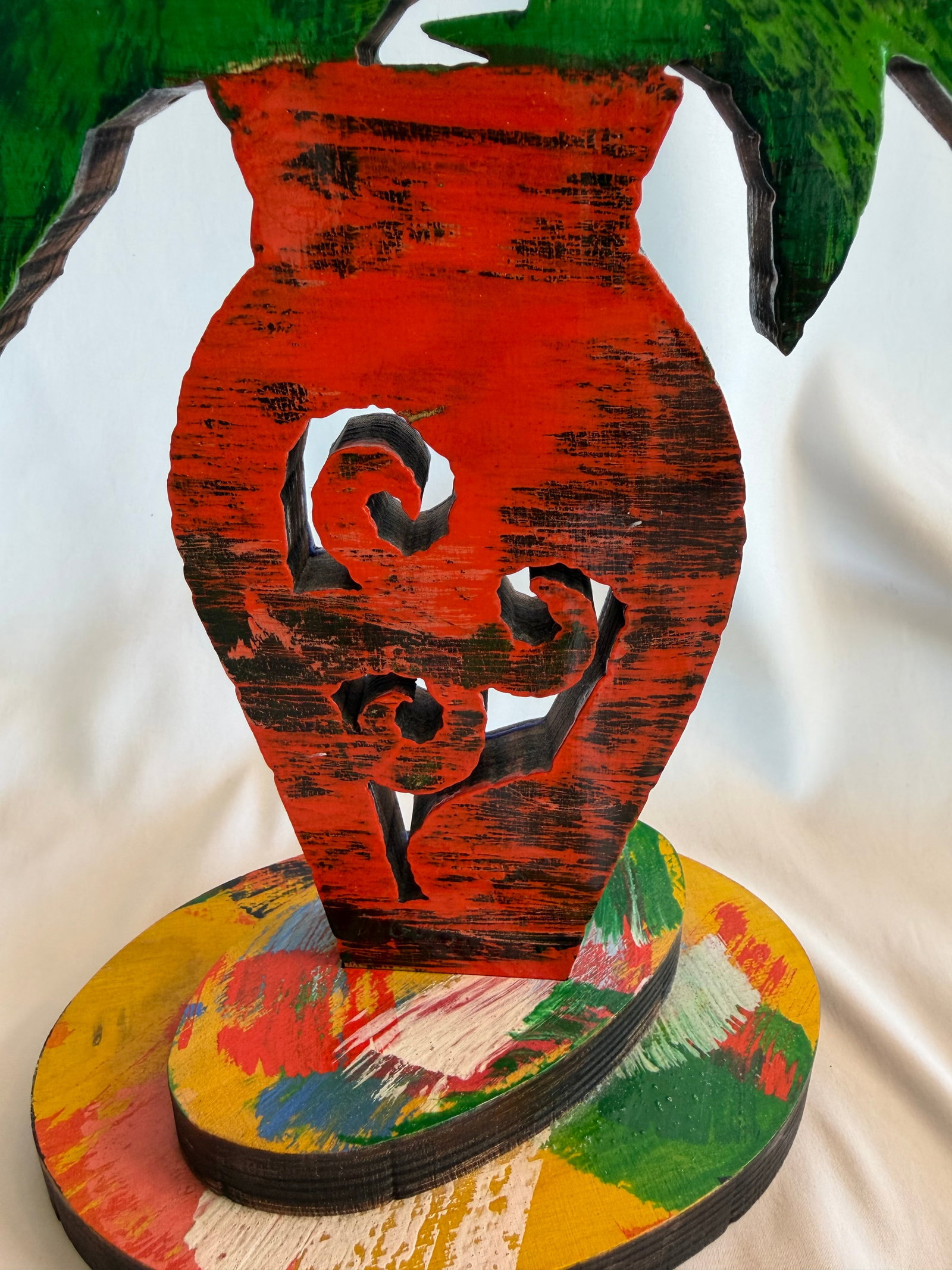 1990s David Gerstein Limited Edition Double-Sided Painted Wood Flower Sculpture, Signed & Numbered ( - 4