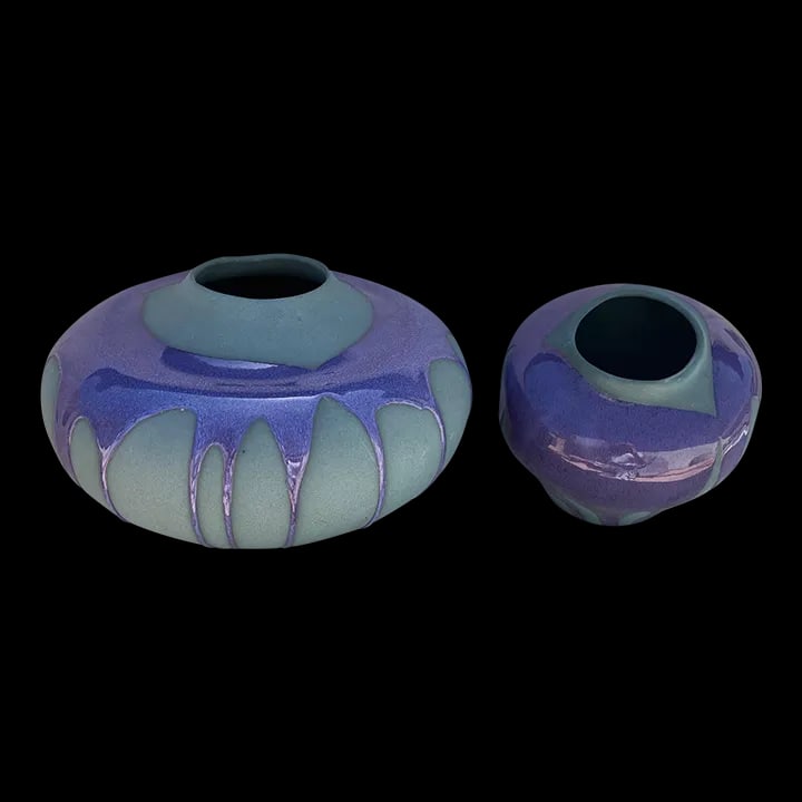 Mid-Century Haeger Purple Drip Pottery/Vases - Set of 2 (1 of 12)