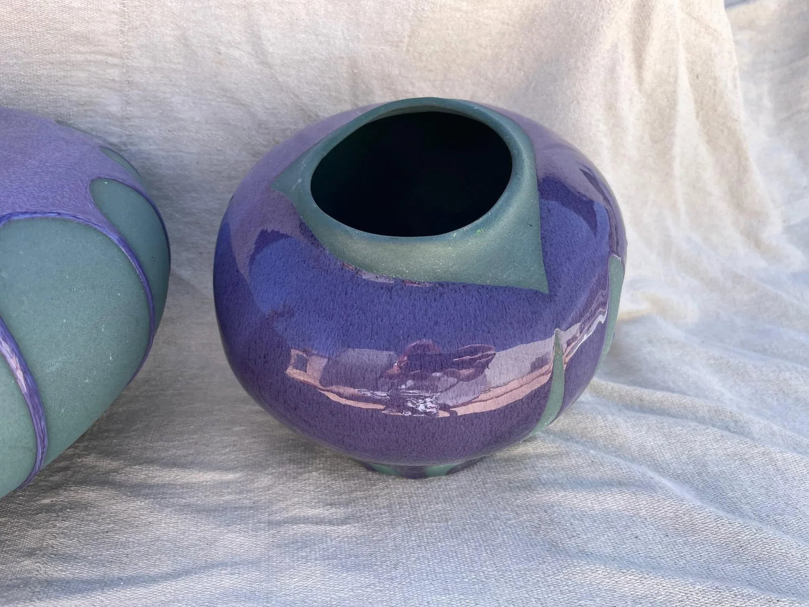 Mid-Century Haeger Purple Drip Pottery/Vases - Set of 2 - 6