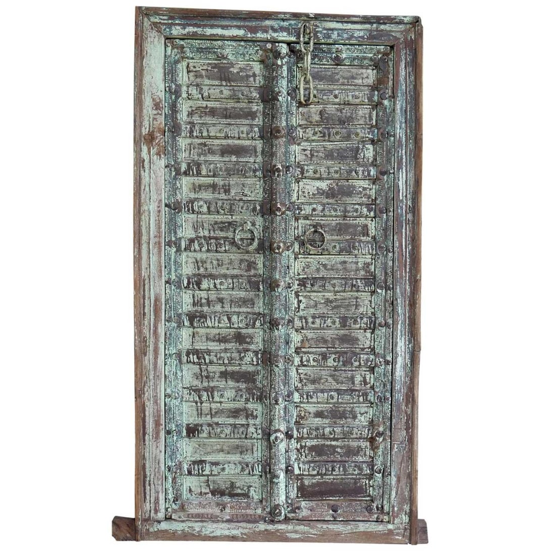 Vintage Handmade Carved Sliding Door | 57 Inch Tall Decorative Wall Panel and Carved Border Around t - 3