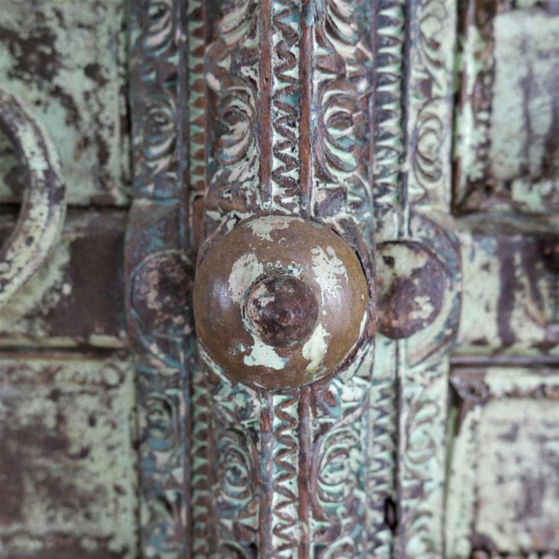 Vintage Handmade Carved Sliding Door | 57 Inch Tall Decorative Wall Panel and Carved Border Around t - 4