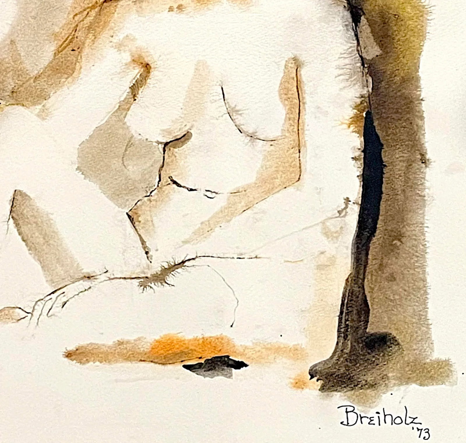 1973 Female Nude Watercolor Painting by Anne Breiholz, Framed - 8