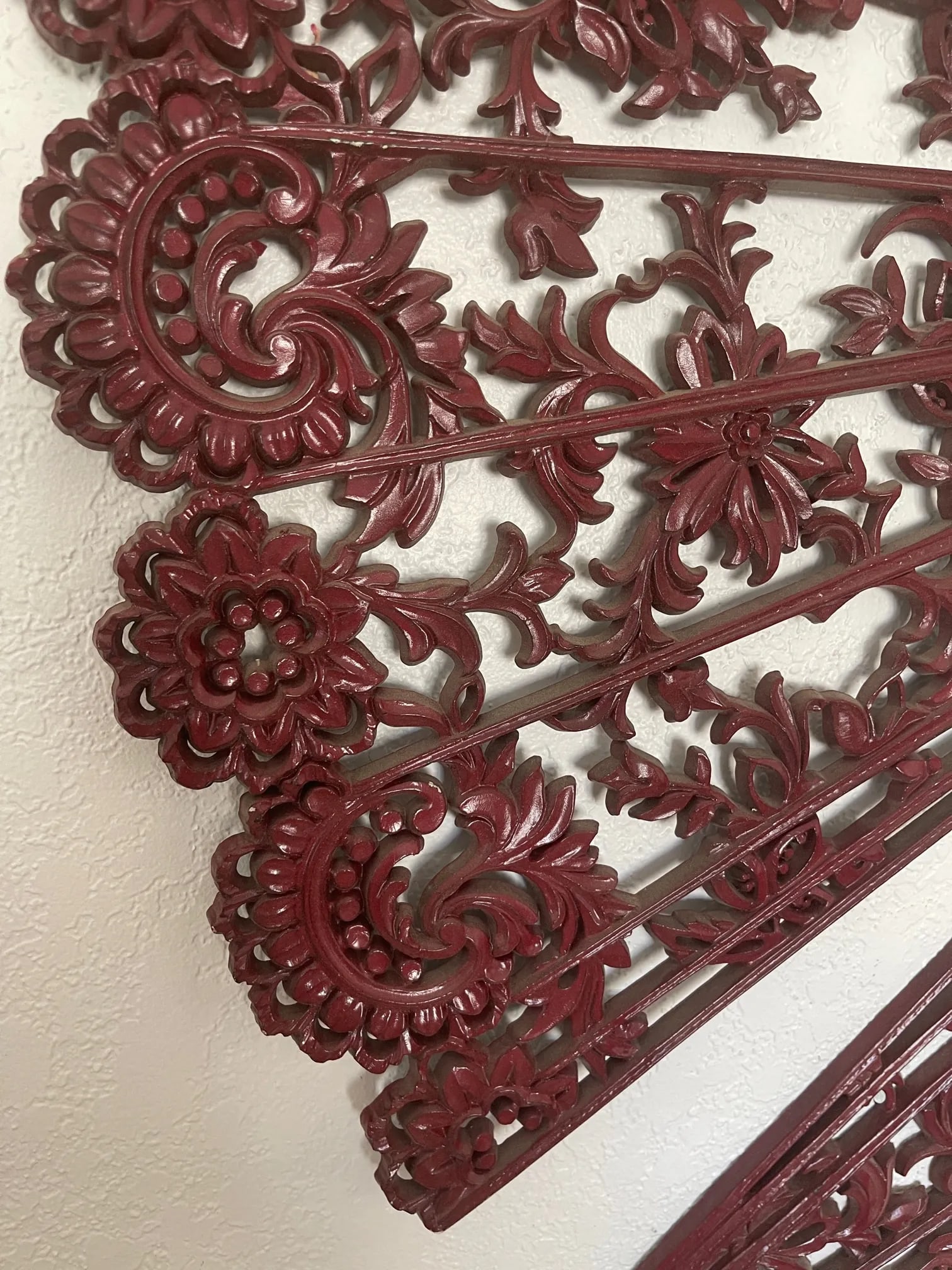 2 Vintage Burwood Homco Asian Wall Plaque Fans - 3