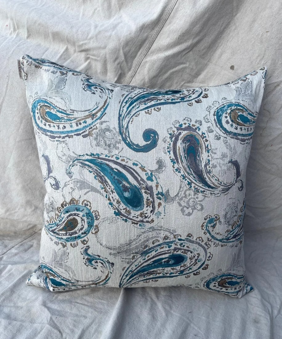D.VKap Silver Gray/Teal Paisley Throw Pillow - 3