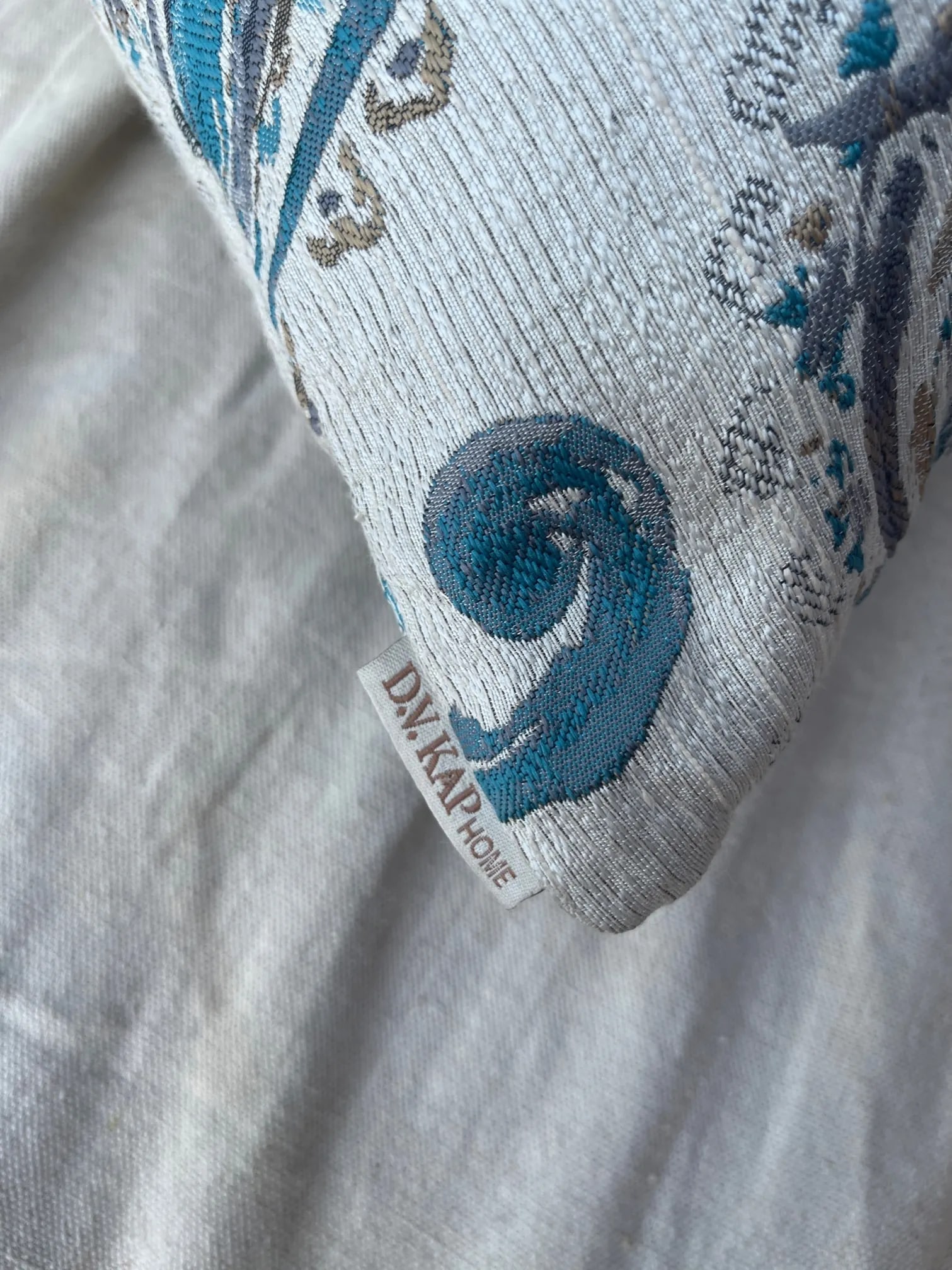 D.VKap Silver Gray/Teal Paisley Throw Pillow - 4