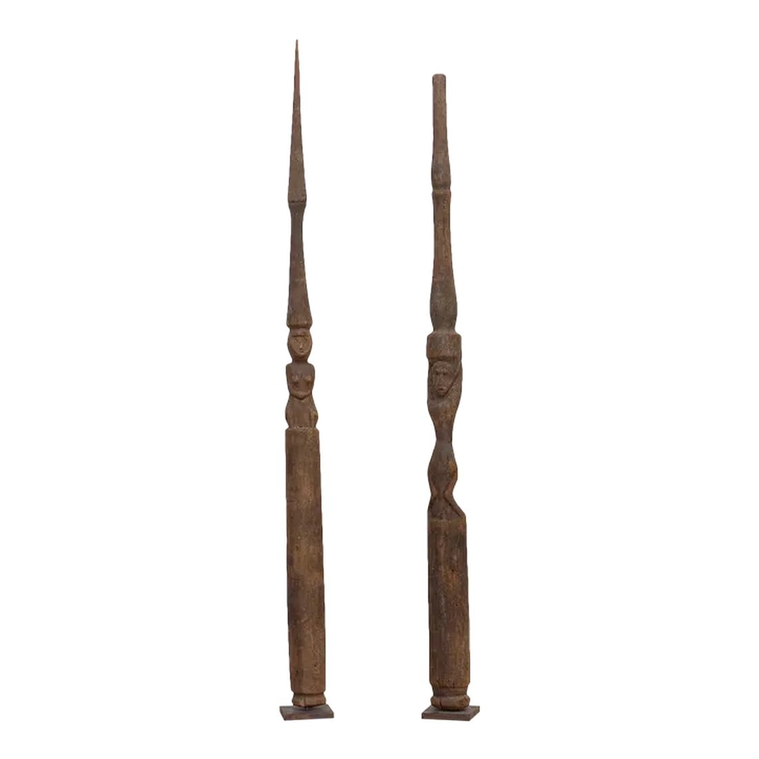Set of Two, Antique Fishing Float Poles: A rare pair of old fishing float poles from the Mentawai Islands of the Sumatra coast in Indonesia. These original fishing poles were not only functional for everyday tasks but beautiful with