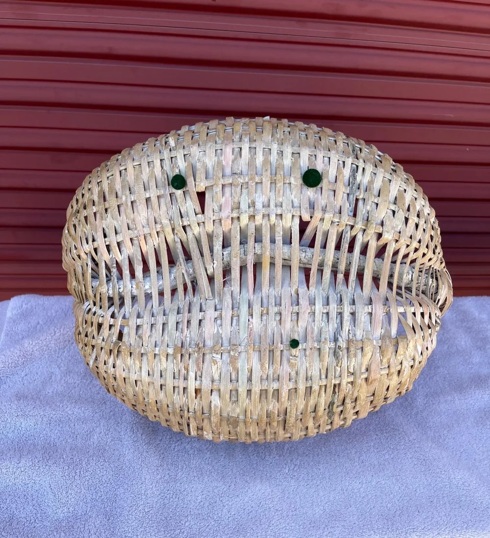 Rustic Whitewashed Wavy Vine/Rattan Gathering Basket - 7
