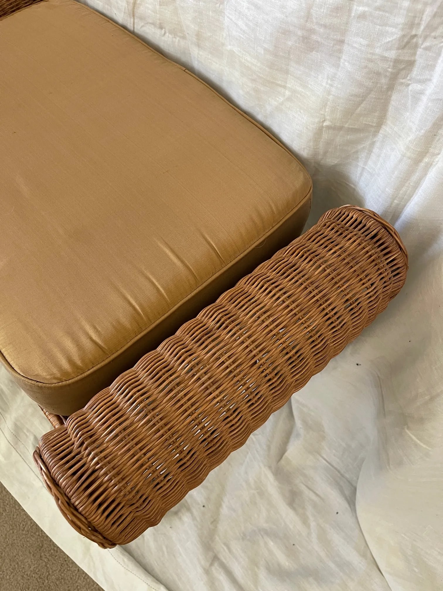 Vintage Wicker/Wrought Iron Bench - 6